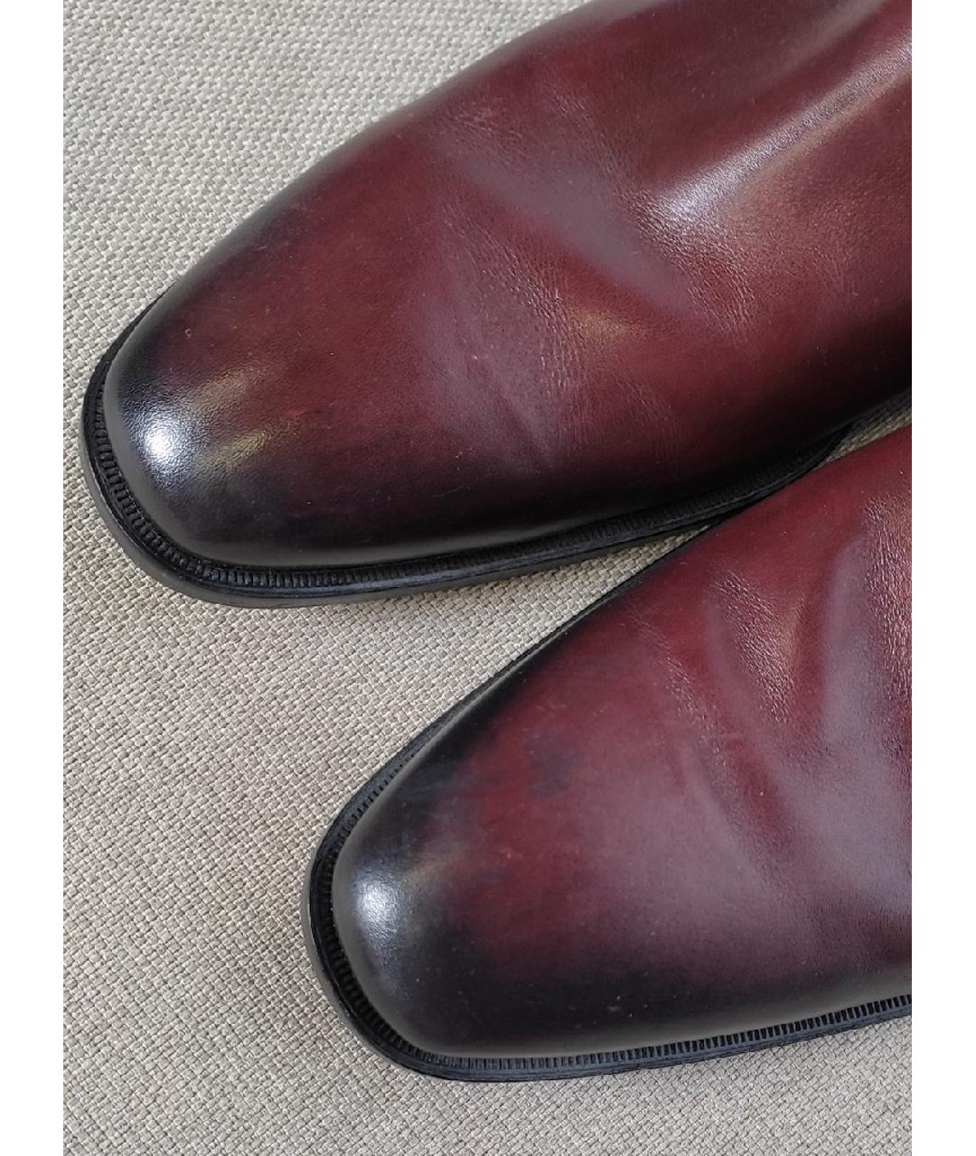 DSQUARED2 Бордовые кожаные высокие ботинки, фото 5