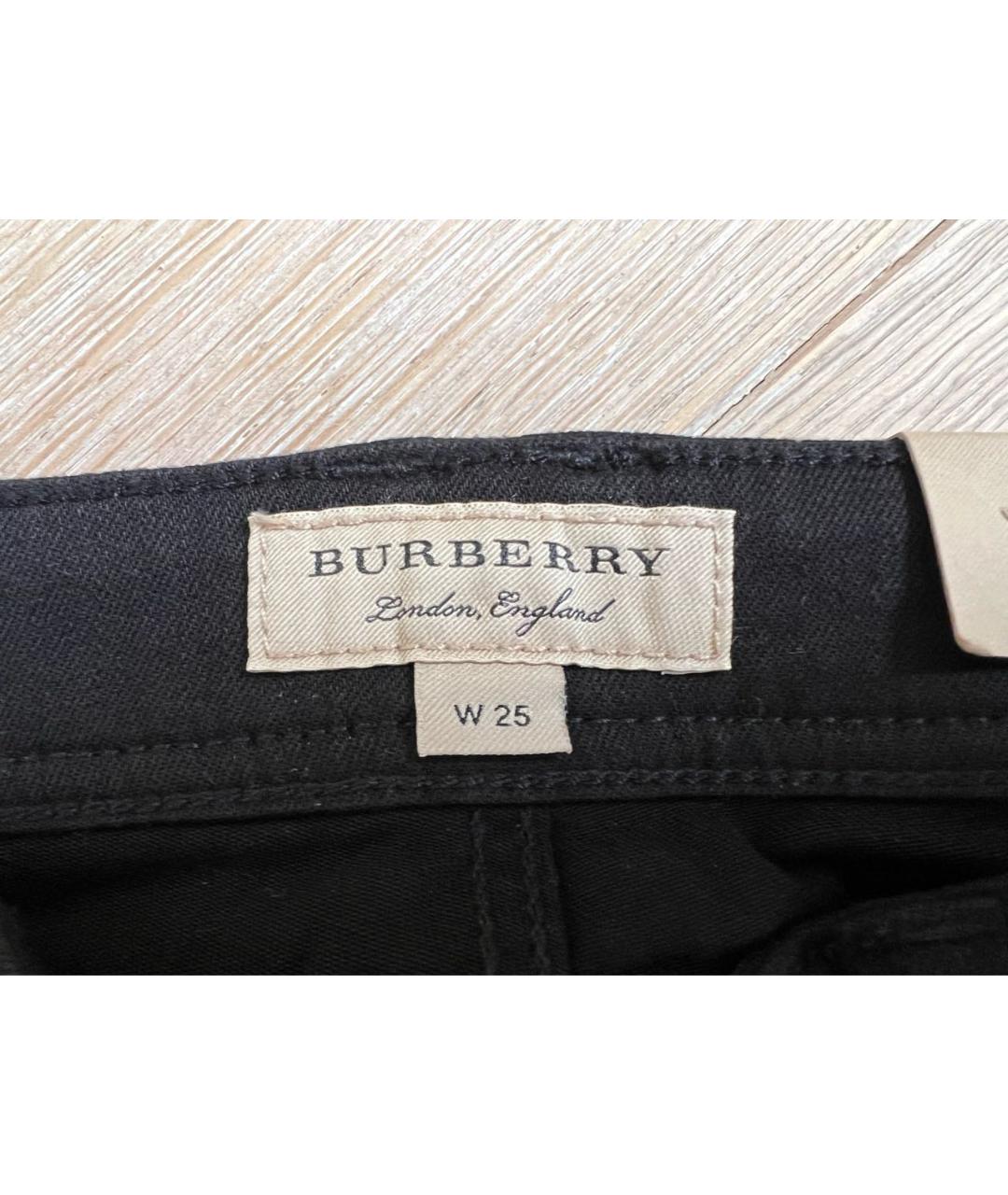 BURBERRY Черные хлопко-эластановые джинсы слим, фото 3