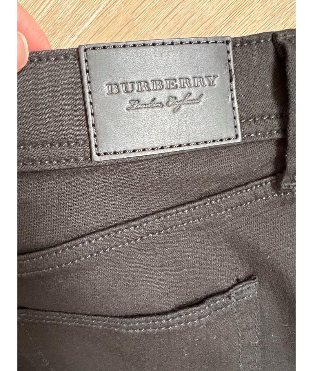 BURBERRY Черные хлопко-эластановые джинсы слим, фото 7