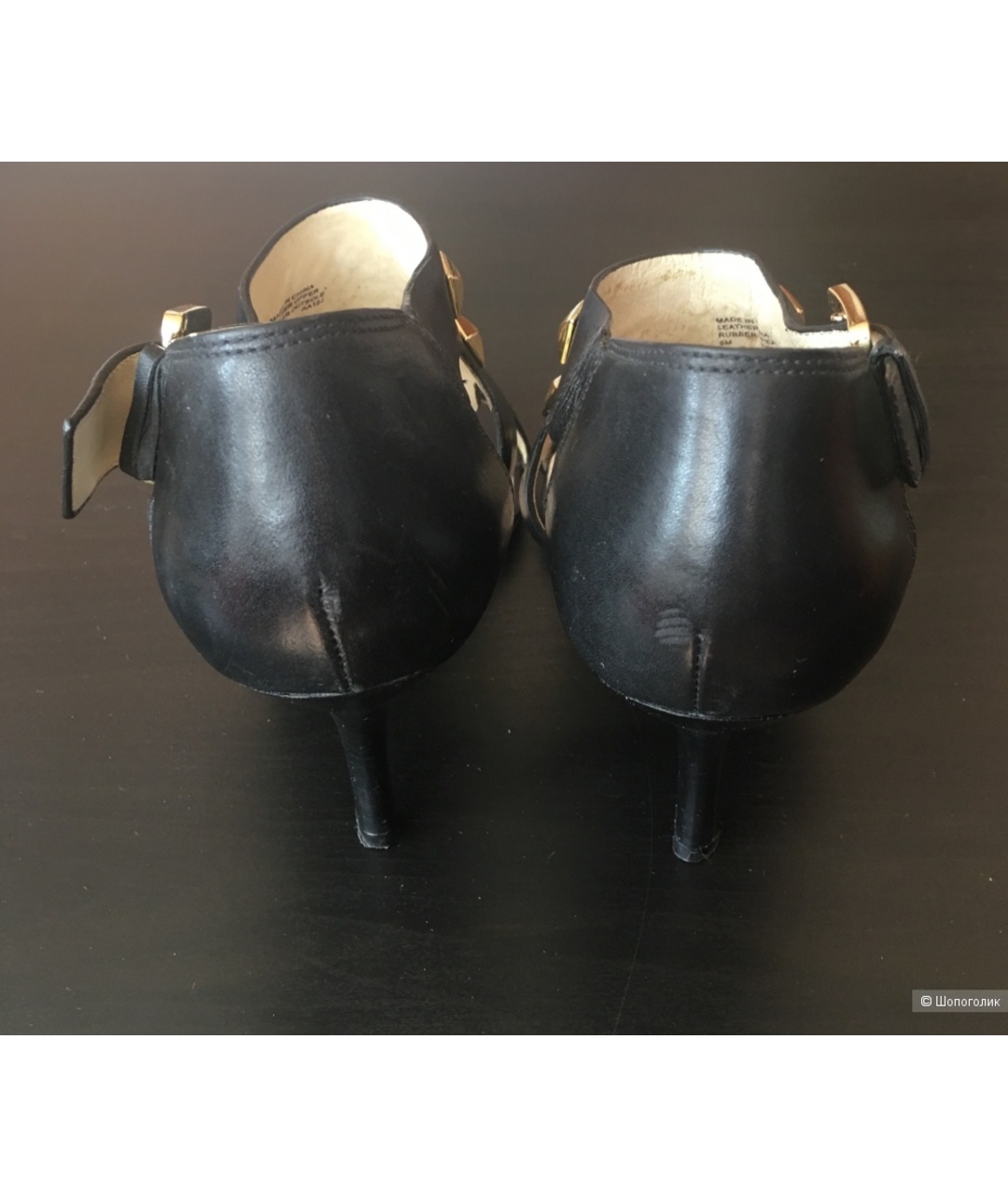 MICHAEL MICHAEL KORS Черные кожаные босоножки, фото 4