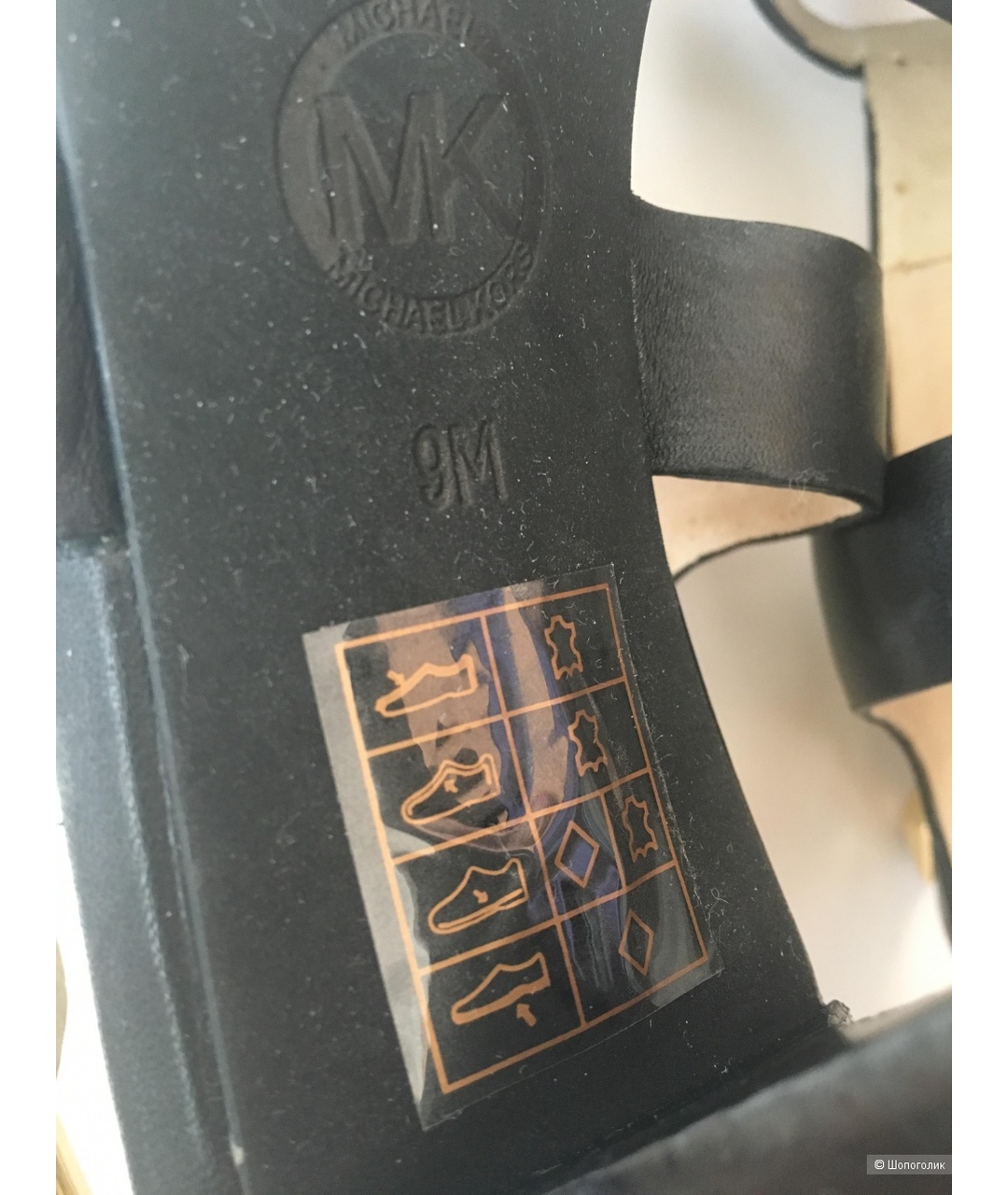 MICHAEL MICHAEL KORS Черные кожаные босоножки, фото 9