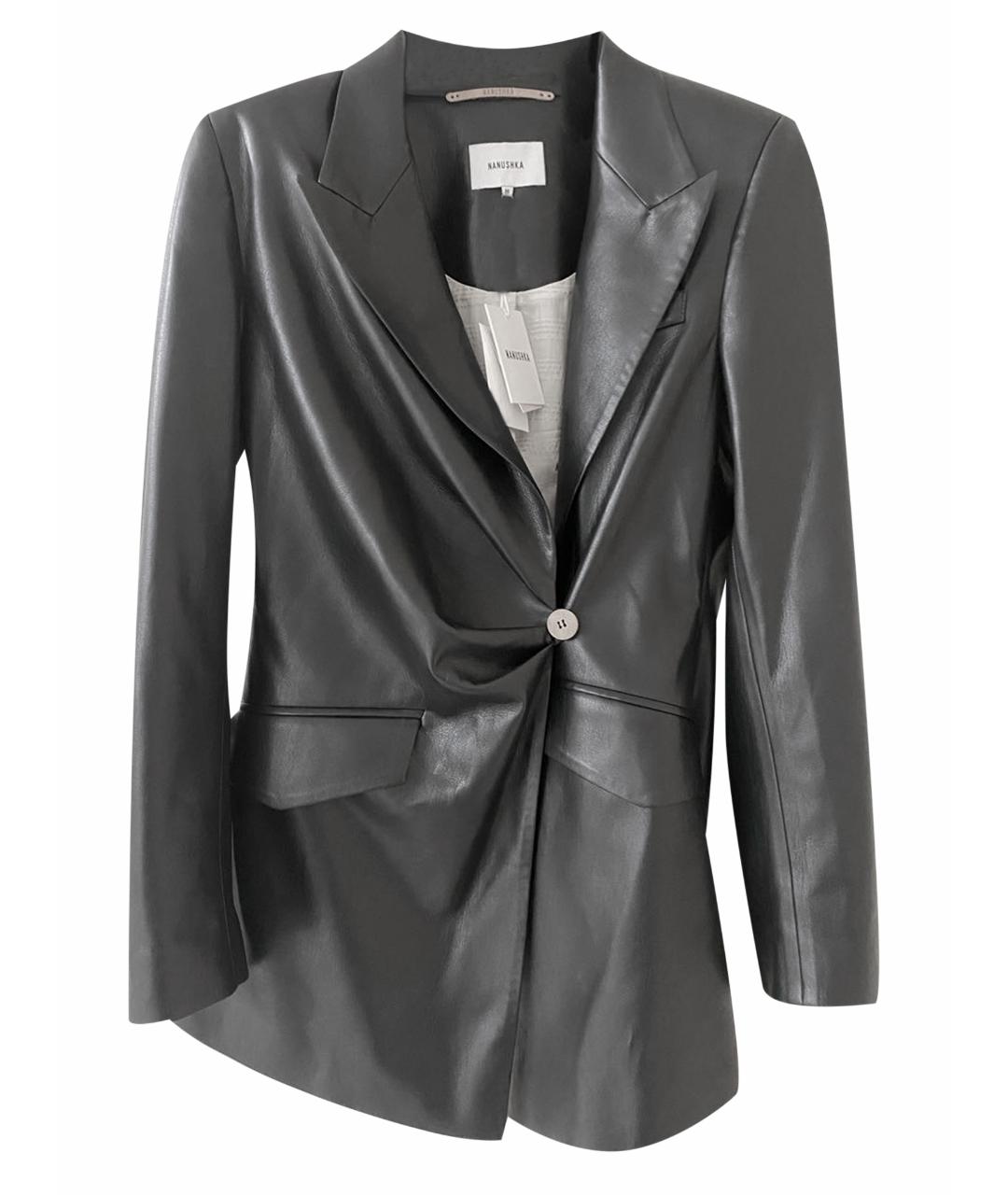 NANUSHKA Черный кожаный жакет/пиджак, фото 1