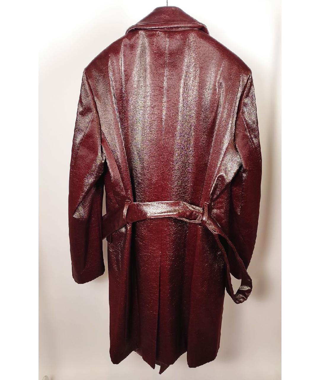 MUGLER Бордовое кожаное пальто, фото 2