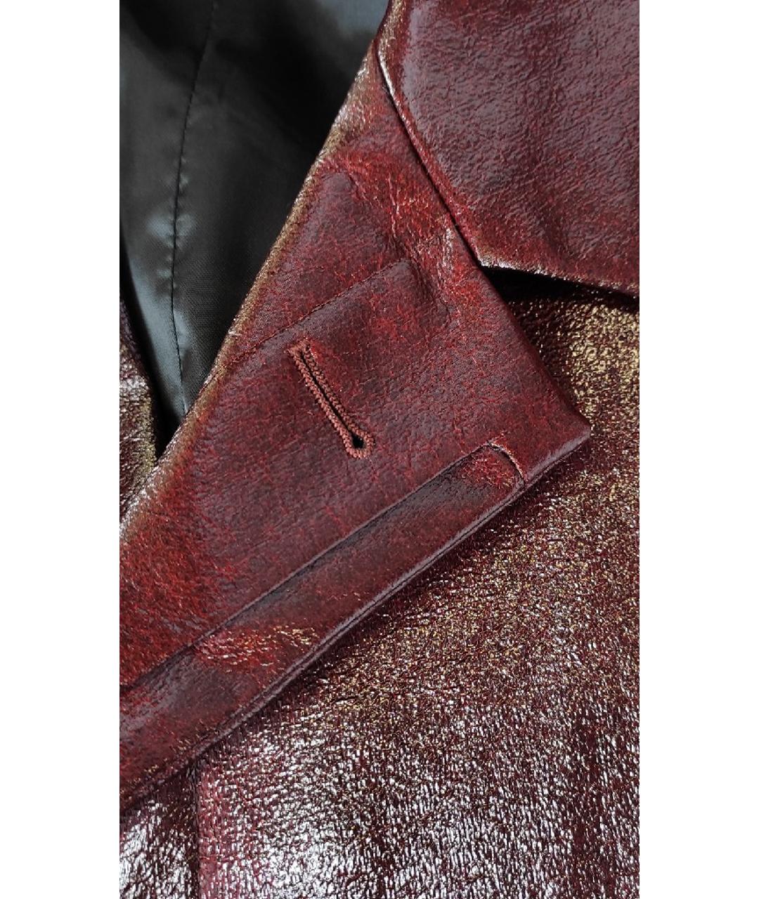 MUGLER Бордовое кожаное пальто, фото 5