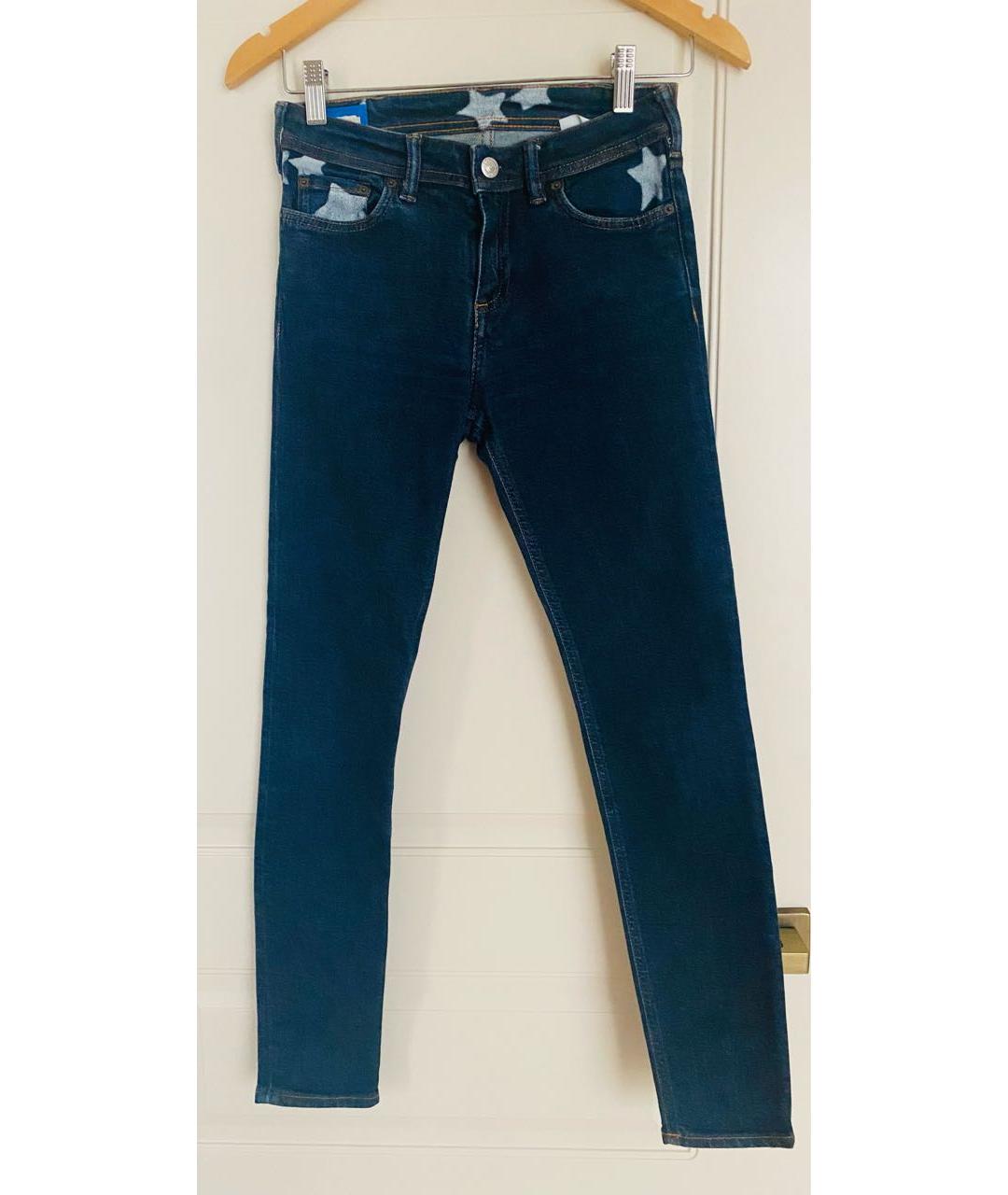 ACNE STUDIOS Темно-синие хлопко-эластановые джинсы слим, фото 4