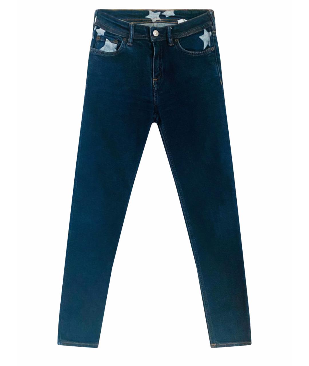 ACNE STUDIOS Темно-синие хлопко-эластановые джинсы слим, фото 1