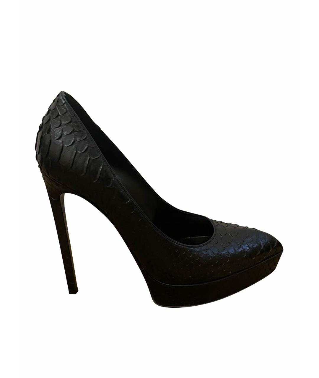SAINT LAURENT Черные туфли из экзотической кожи, фото 1