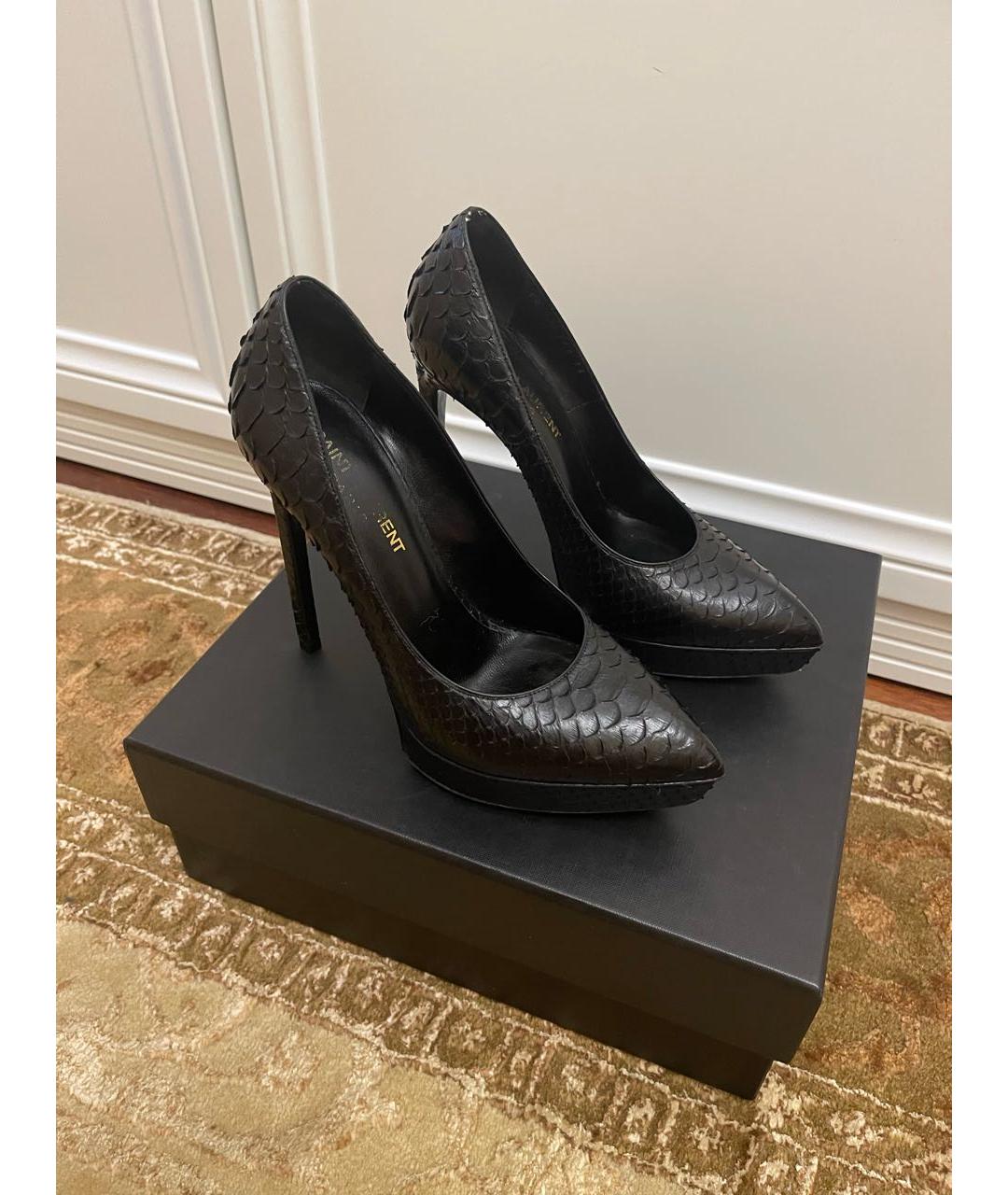 SAINT LAURENT Черные туфли из экзотической кожи, фото 4