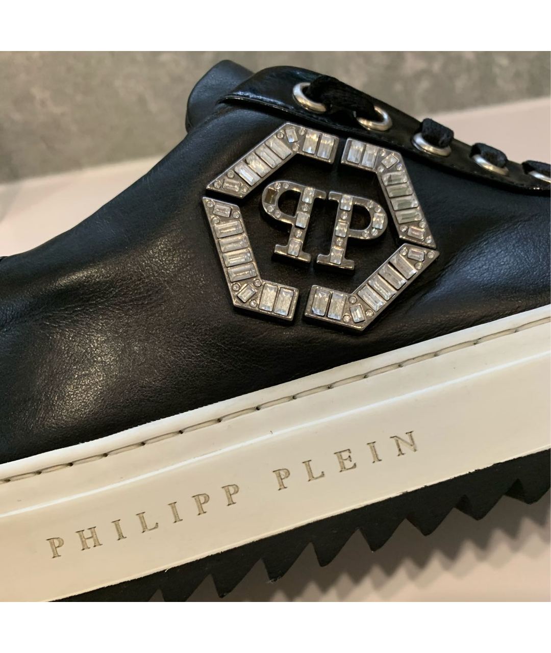 PHILIPP PLEIN Черные кожаные кроссовки, фото 8