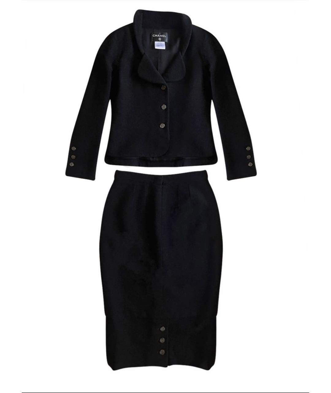 CHANEL PRE-OWNED Черный твидовый костюм с юбками, фото 1