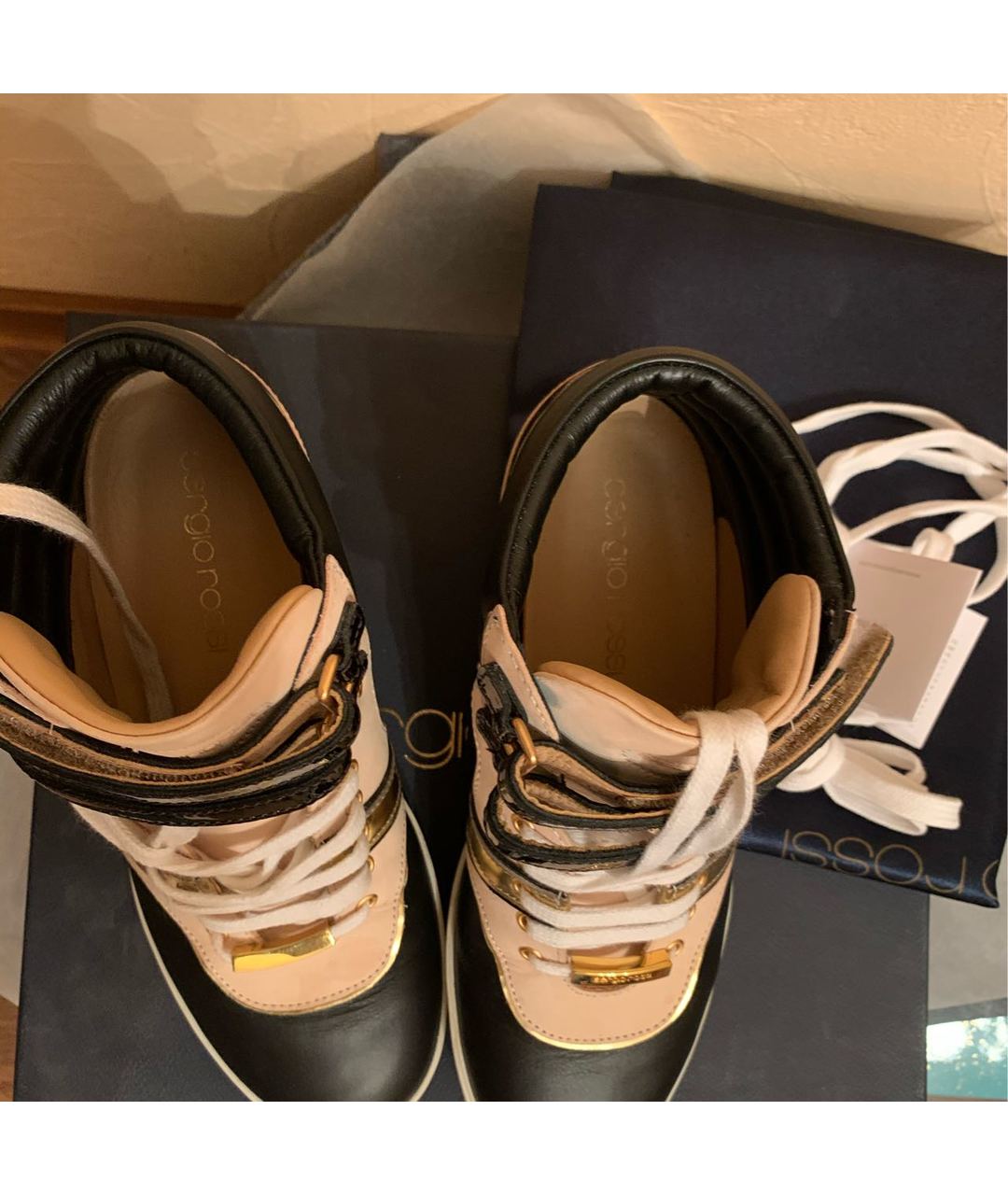 SERGIO ROSSI Бежевые кожаные кроссовки, фото 3