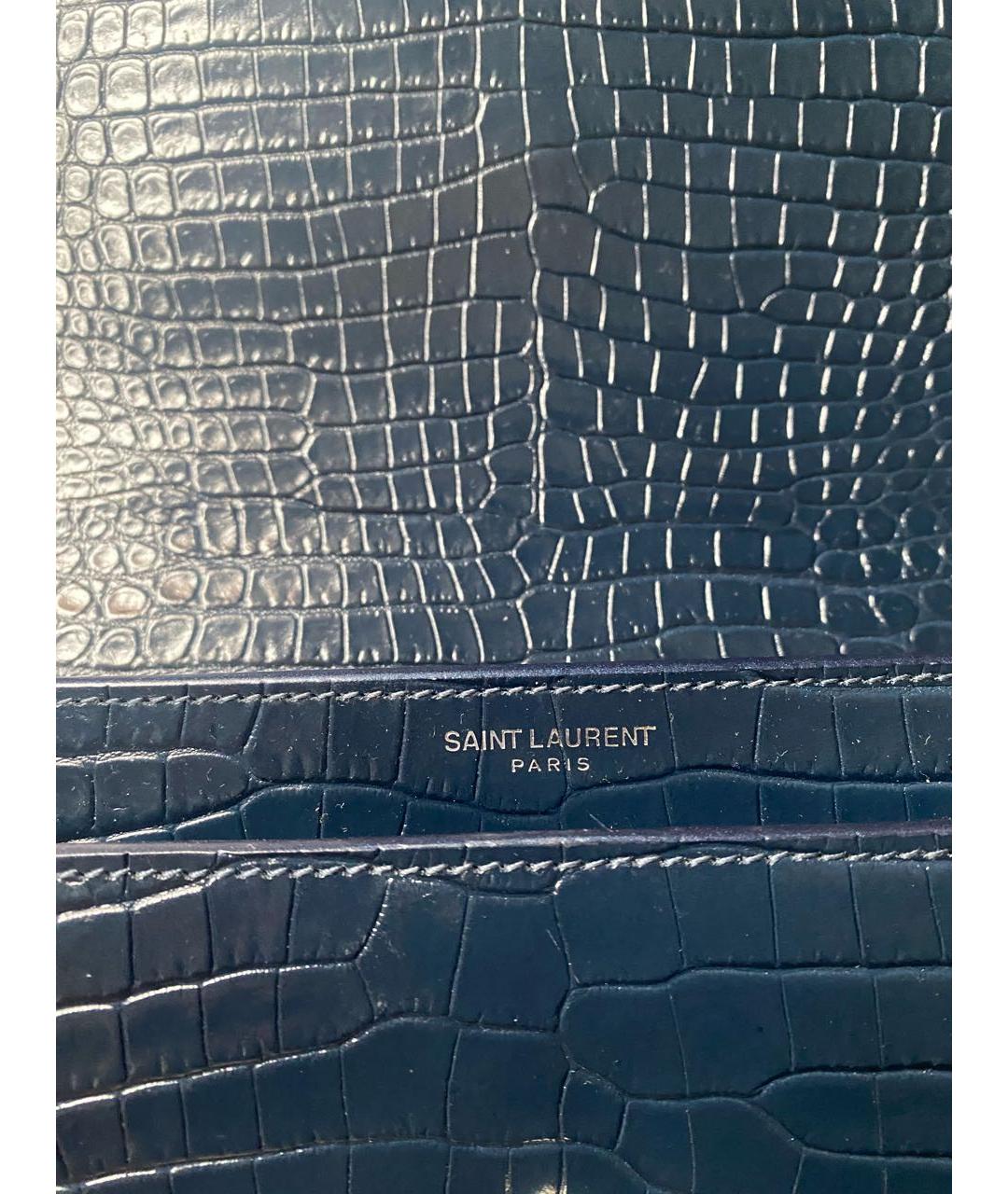 SAINT LAURENT Темно-синяя кожаная сумка через плечо, фото 5