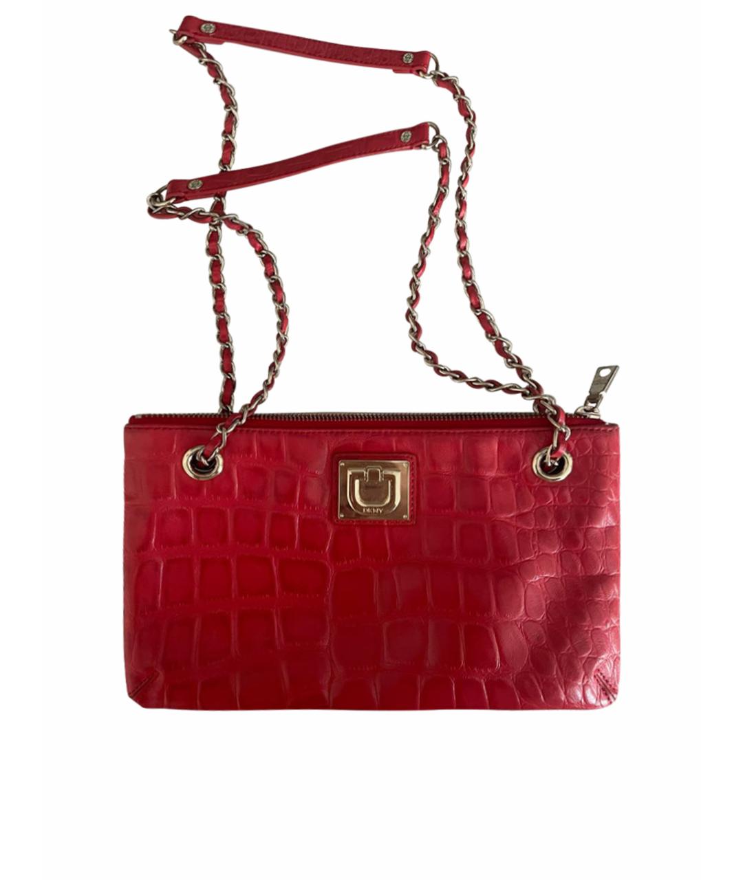 DKNY Красная кожаная сумка через плечо, фото 1