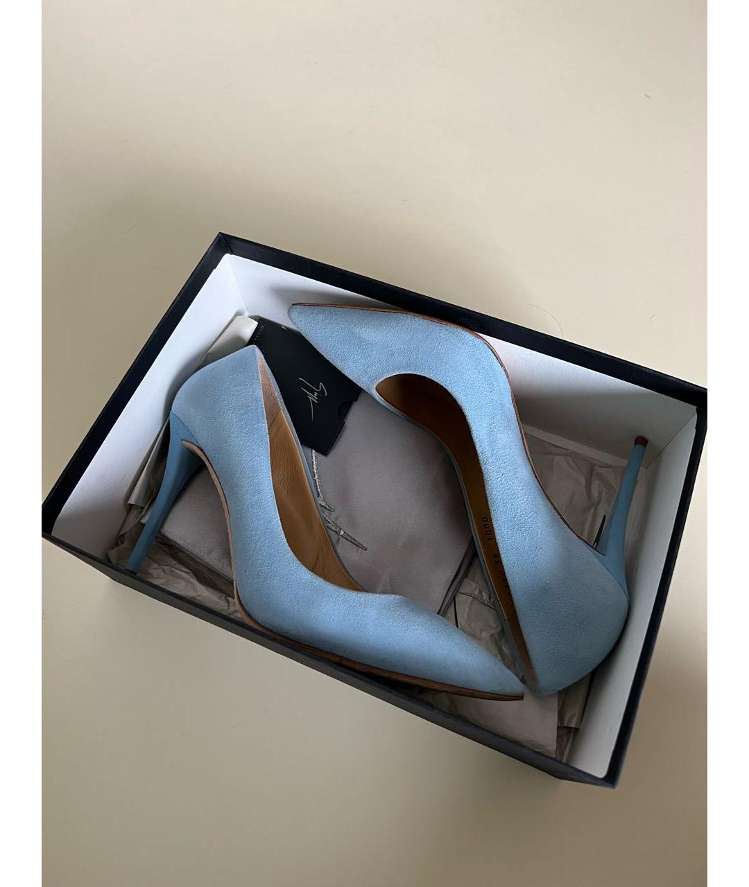 GIUSEPPE ZANOTTI DESIGN Голубые замшевые туфли, фото 6
