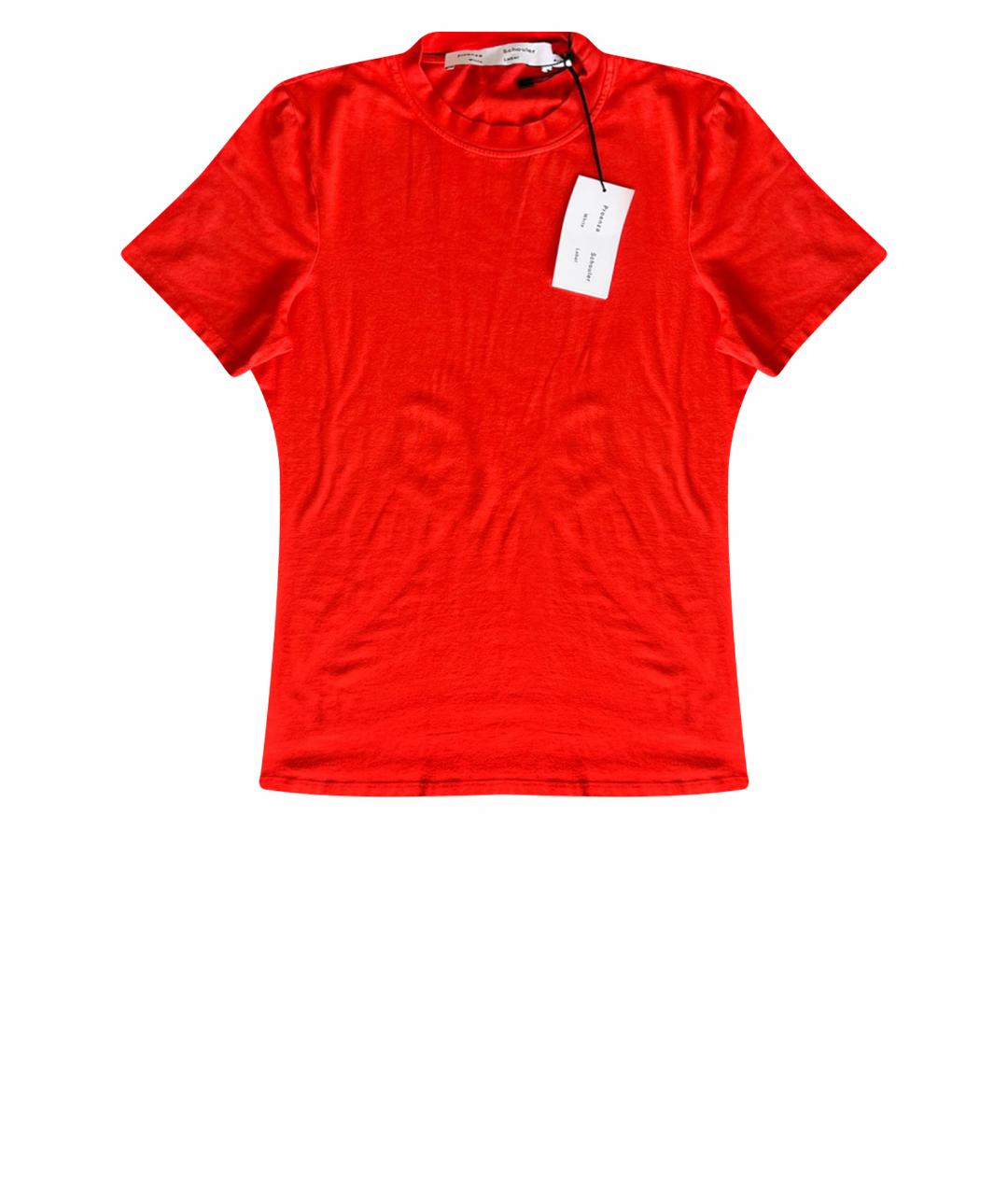 PROENZA SCHOULER Коралловая хлопко-эластановая футболка, фото 1
