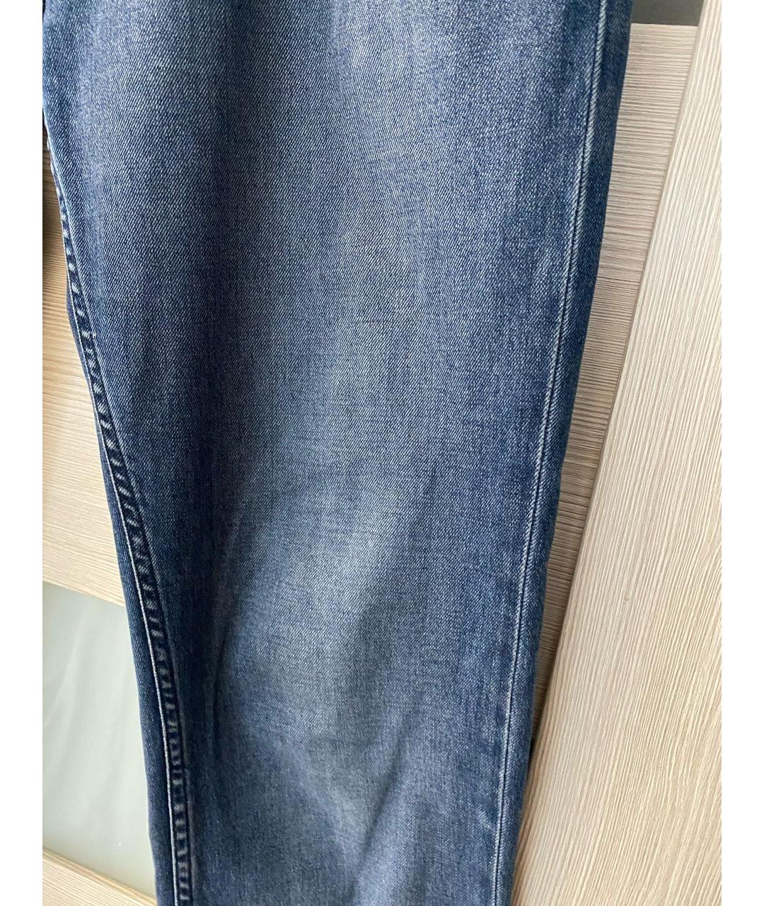 PRADA Синие хлопко-эластановые прямые джинсы, фото 4