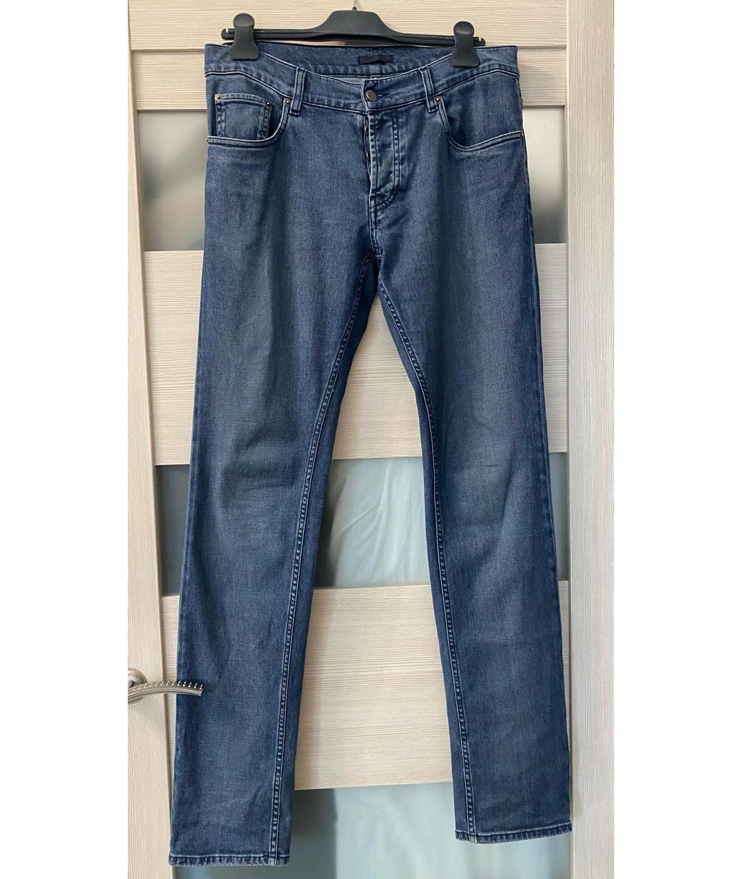 PRADA Синие хлопко-эластановые прямые джинсы, фото 7