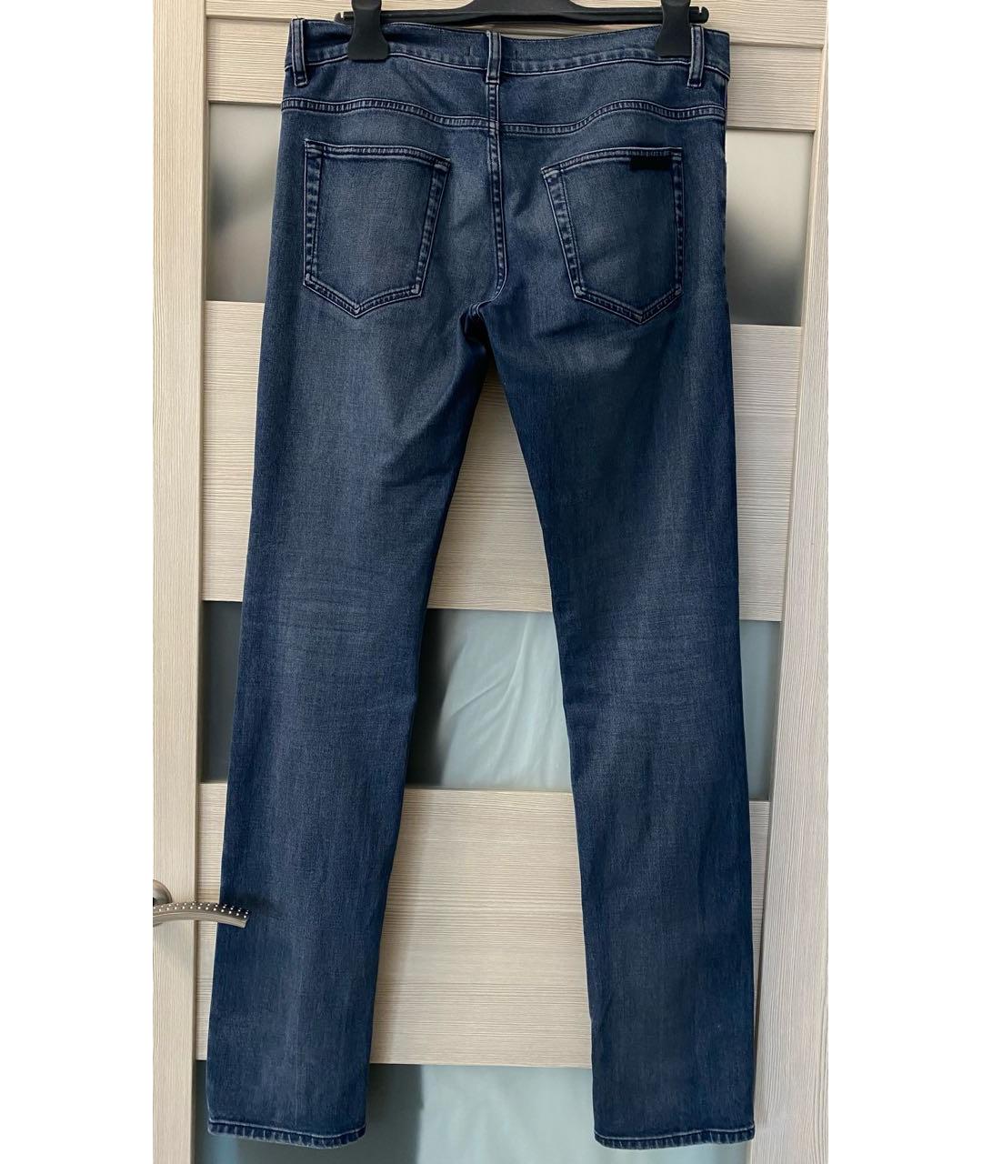 PRADA Синие хлопко-эластановые прямые джинсы, фото 2