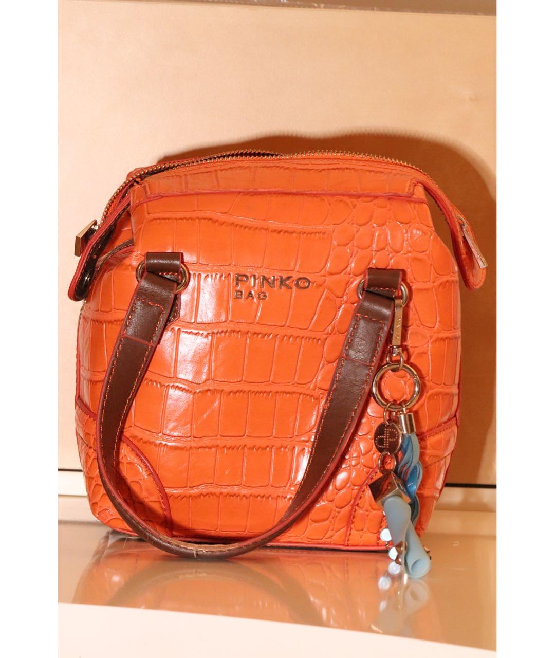 PINKO Оранжевая сумка с короткими ручками из искусственной кожи, фото 2