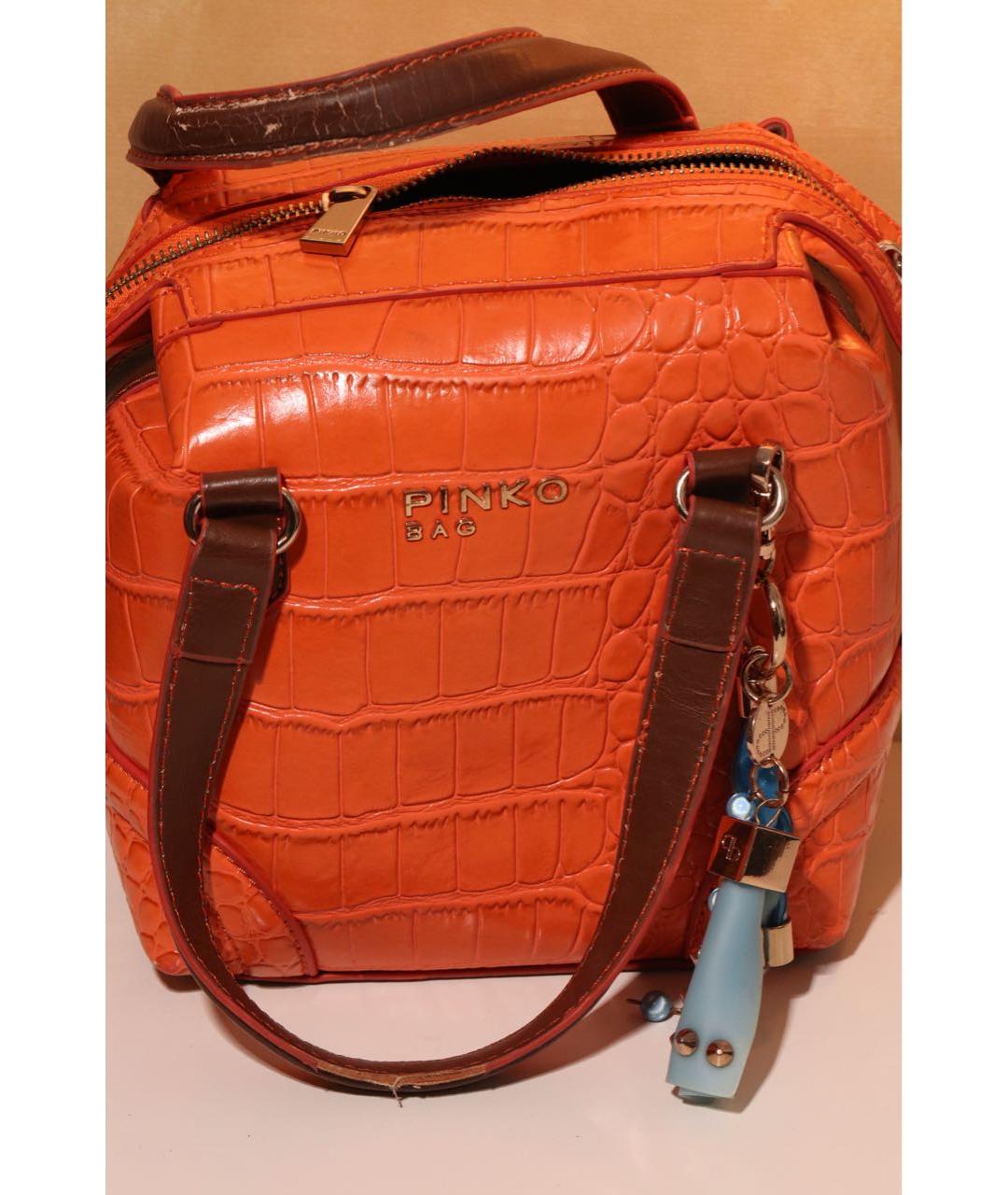 PINKO Оранжевая сумка с короткими ручками из искусственной кожи, фото 3