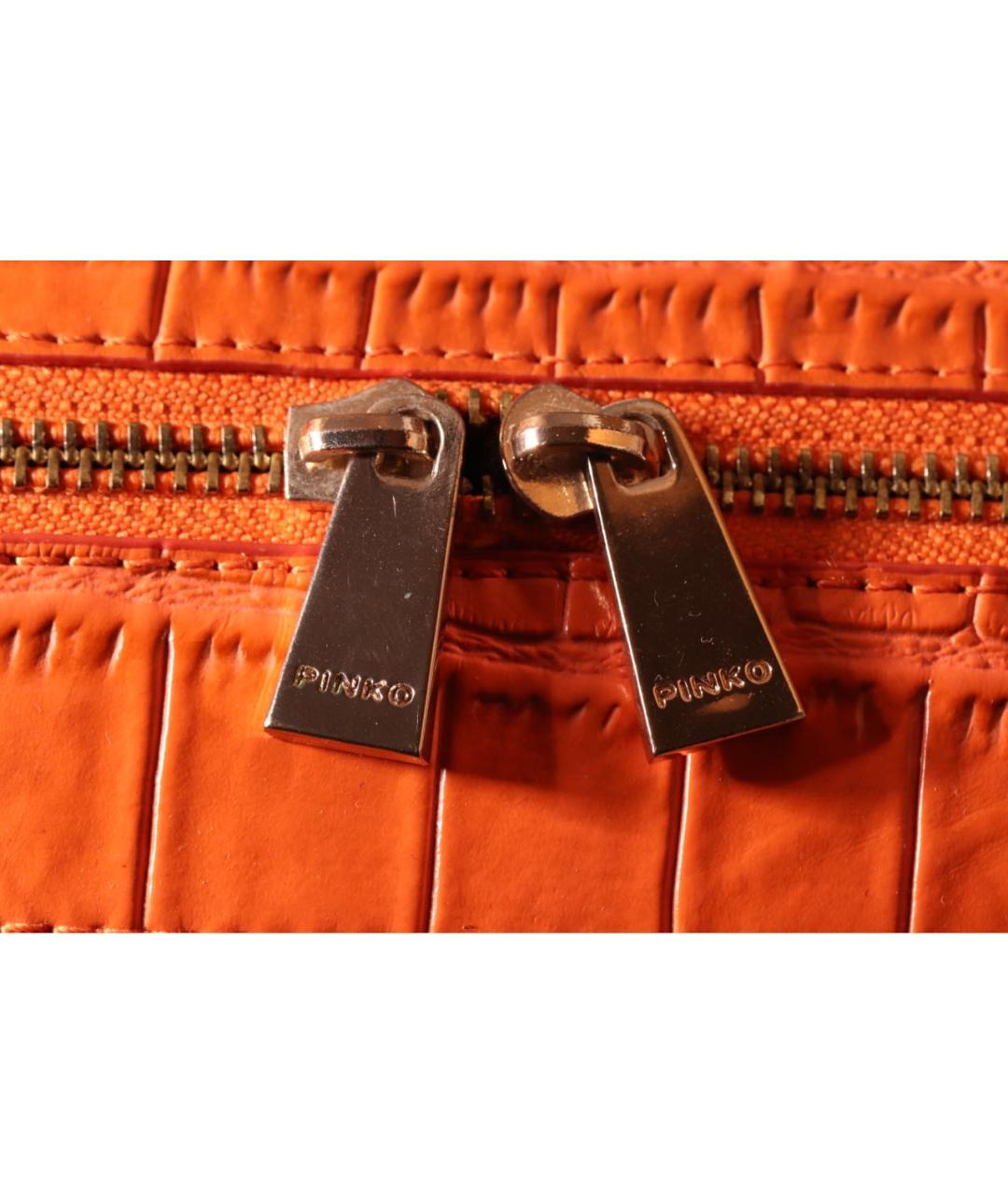 PINKO Оранжевая сумка с короткими ручками из искусственной кожи, фото 4