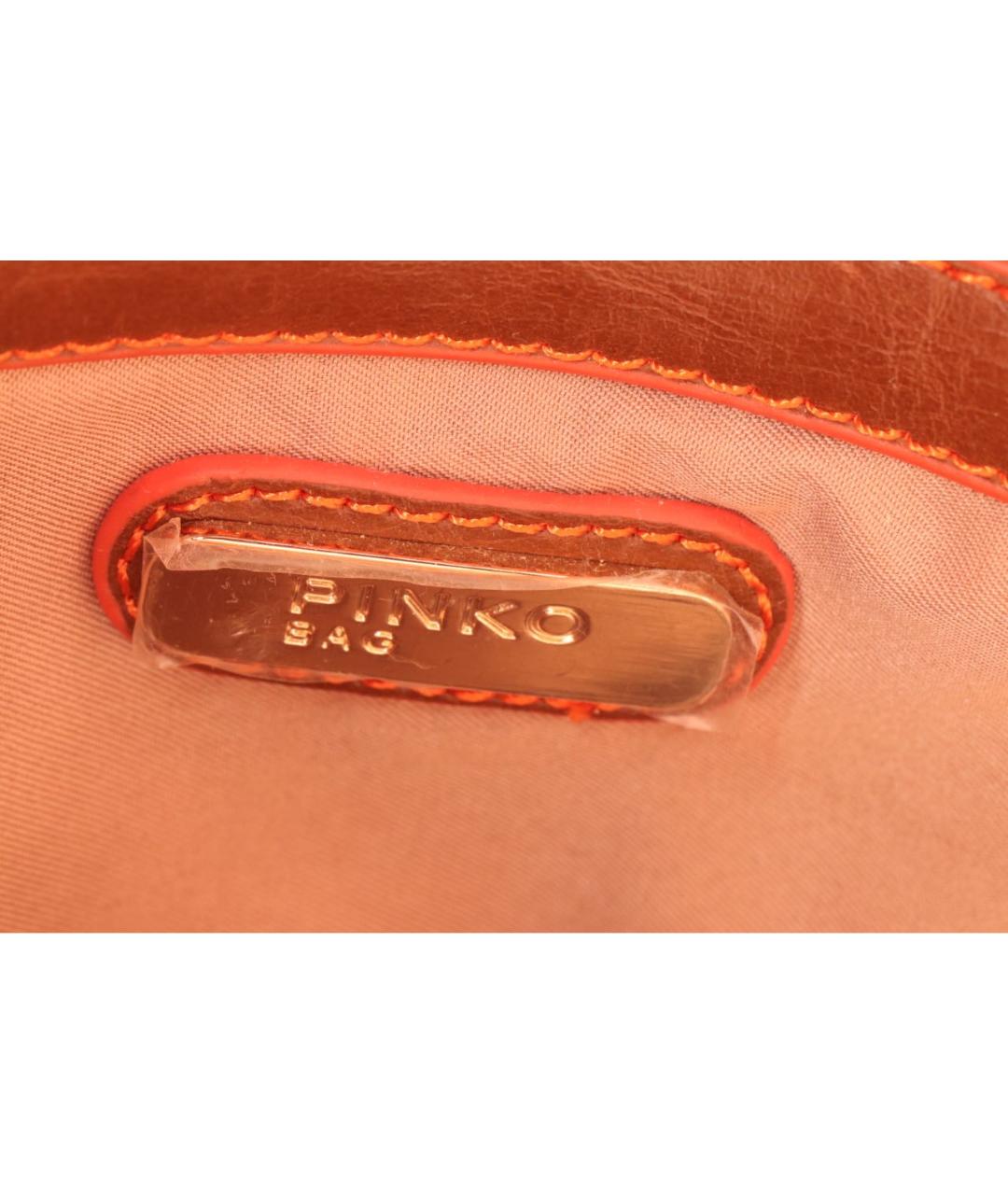 PINKO Оранжевая сумка с короткими ручками из искусственной кожи, фото 6