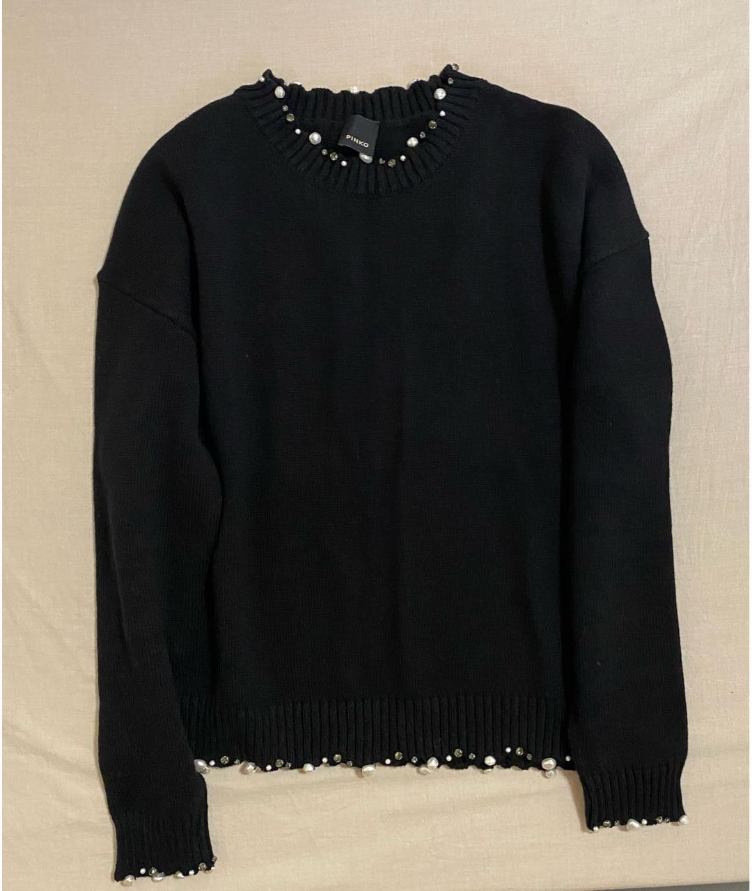 PINKO Черный хлопковый джемпер / свитер, фото 6