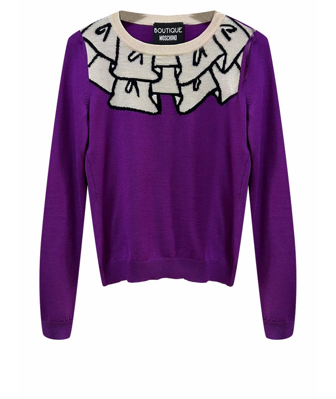 MOSCHINO Фиолетовый шерстяной джемпер / свитер, фото 1