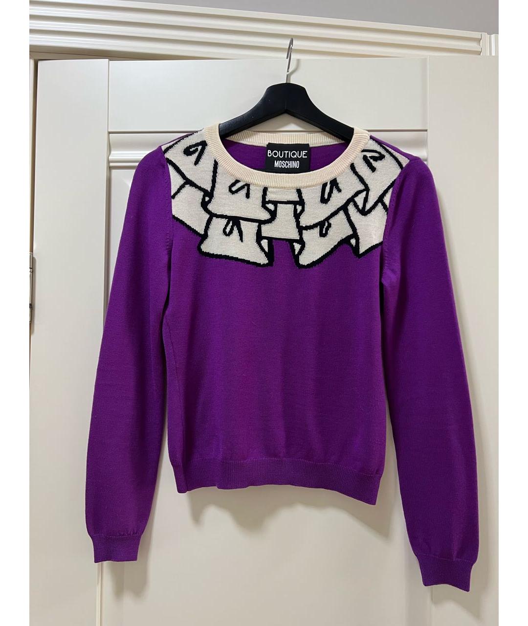 MOSCHINO Фиолетовый шерстяной джемпер / свитер, фото 3