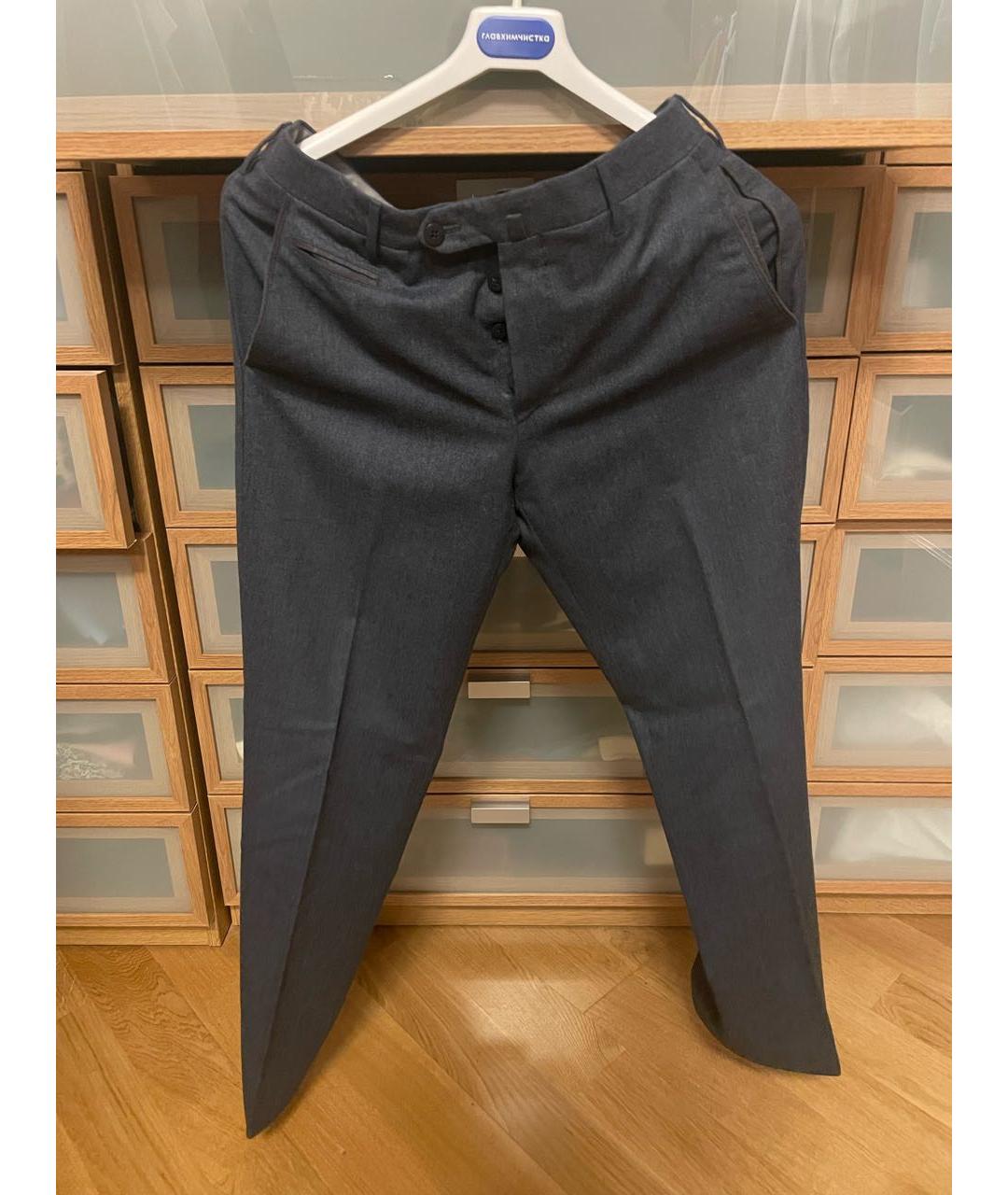 CORNELIANI Темно-синие шерстяные классические брюки, фото 5