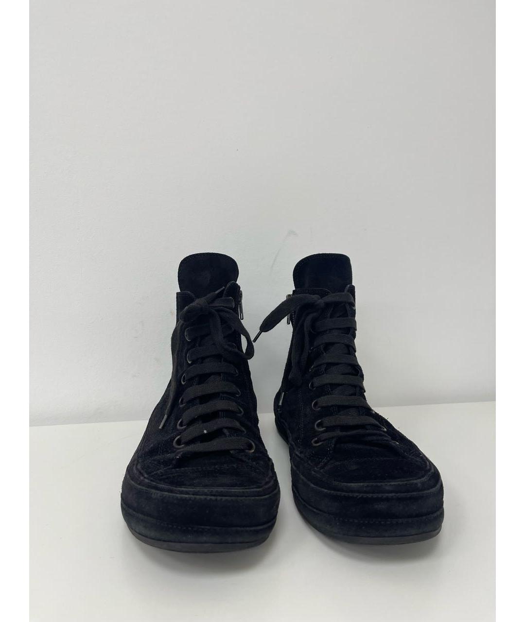 ANN DEMEULEMEESTER Черные замшевые высокие кроссовки / кеды, фото 2