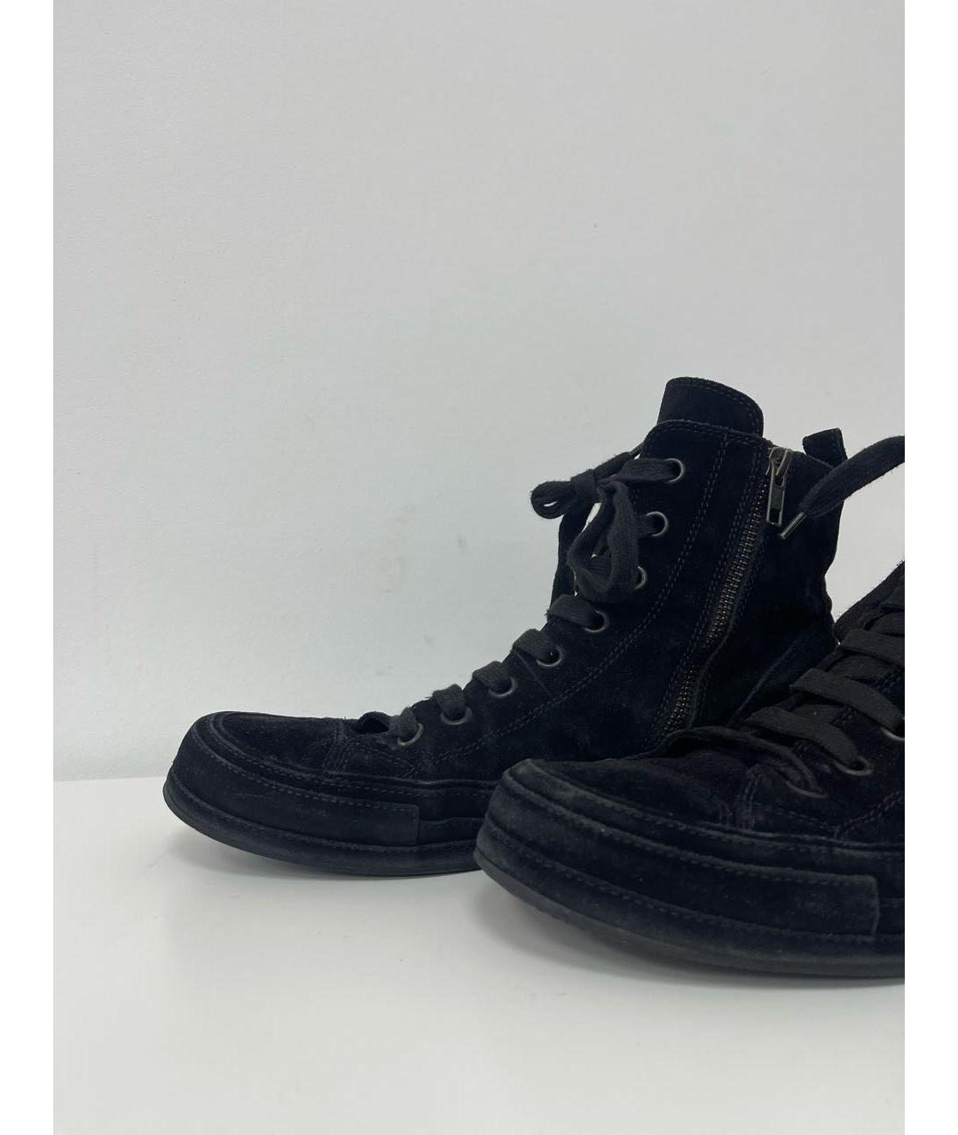 ANN DEMEULEMEESTER Черные замшевые высокие кроссовки / кеды, фото 5