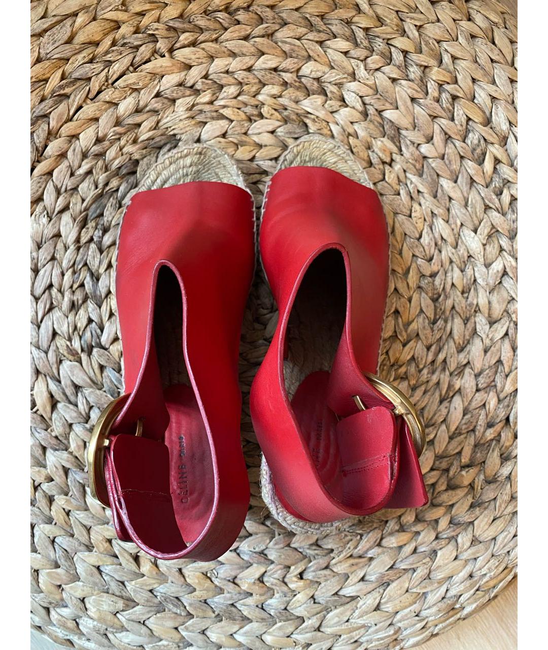 CELINE PRE-OWNED Красные кожаные босоножки, фото 2