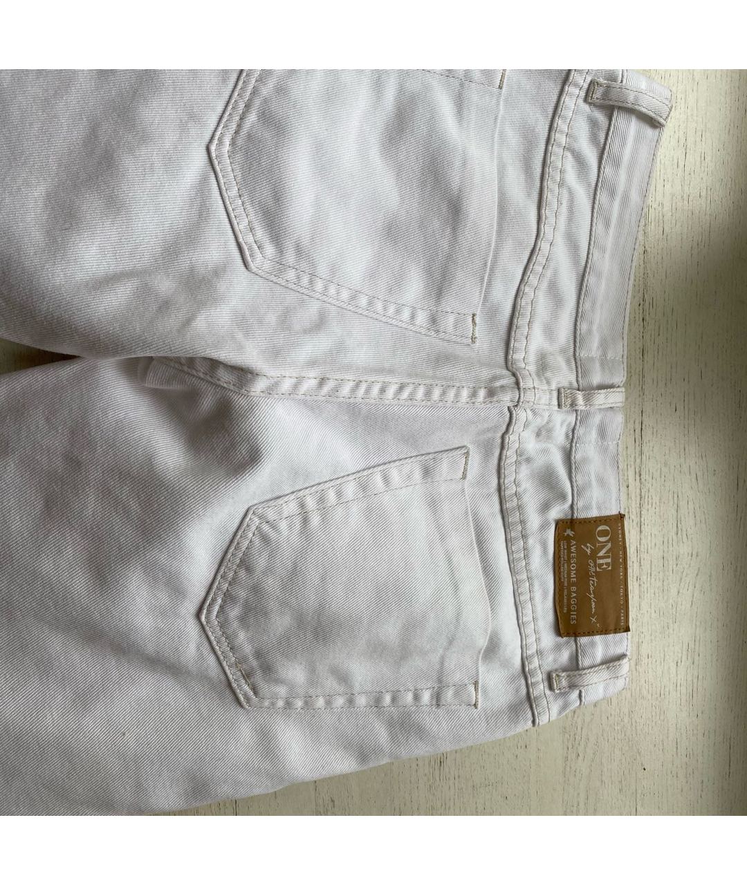 ONE TEASPOON Белые хлопковые прямые джинсы, фото 7