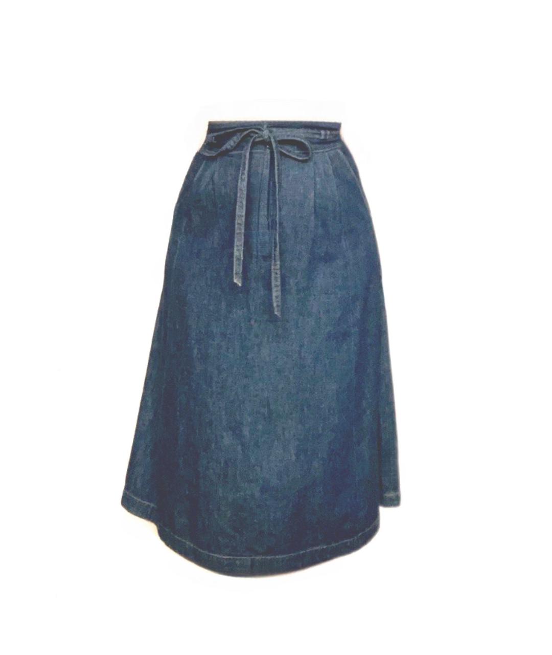 POLO RALPH LAUREN Темно-синяя хлопковая юбка миди, фото 1