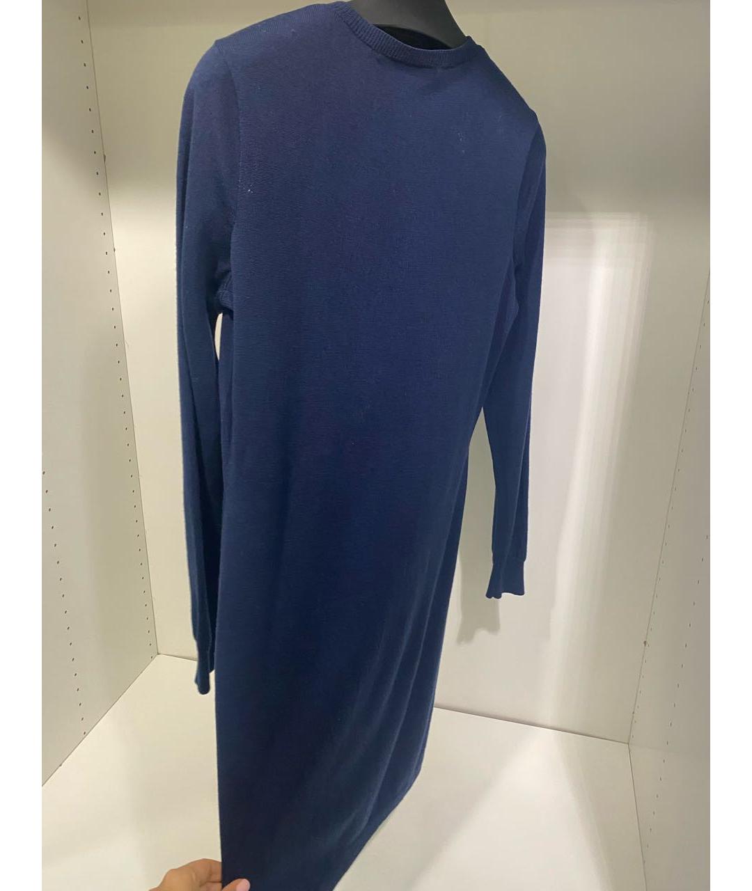 RALPH LAUREN Синее шерстяное повседневное платье, фото 2