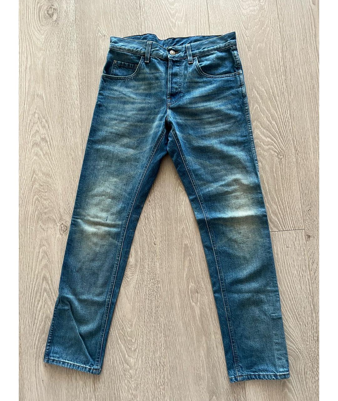 GUCCI Синие хлопко-эластановые прямые джинсы, фото 7