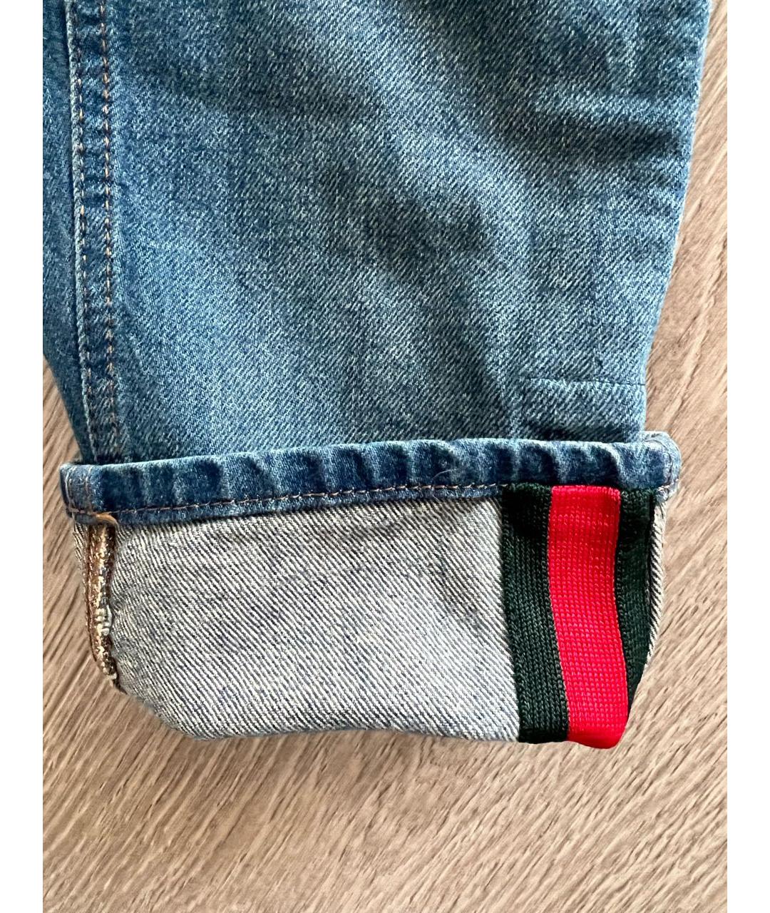 GUCCI Синие хлопко-эластановые прямые джинсы, фото 4