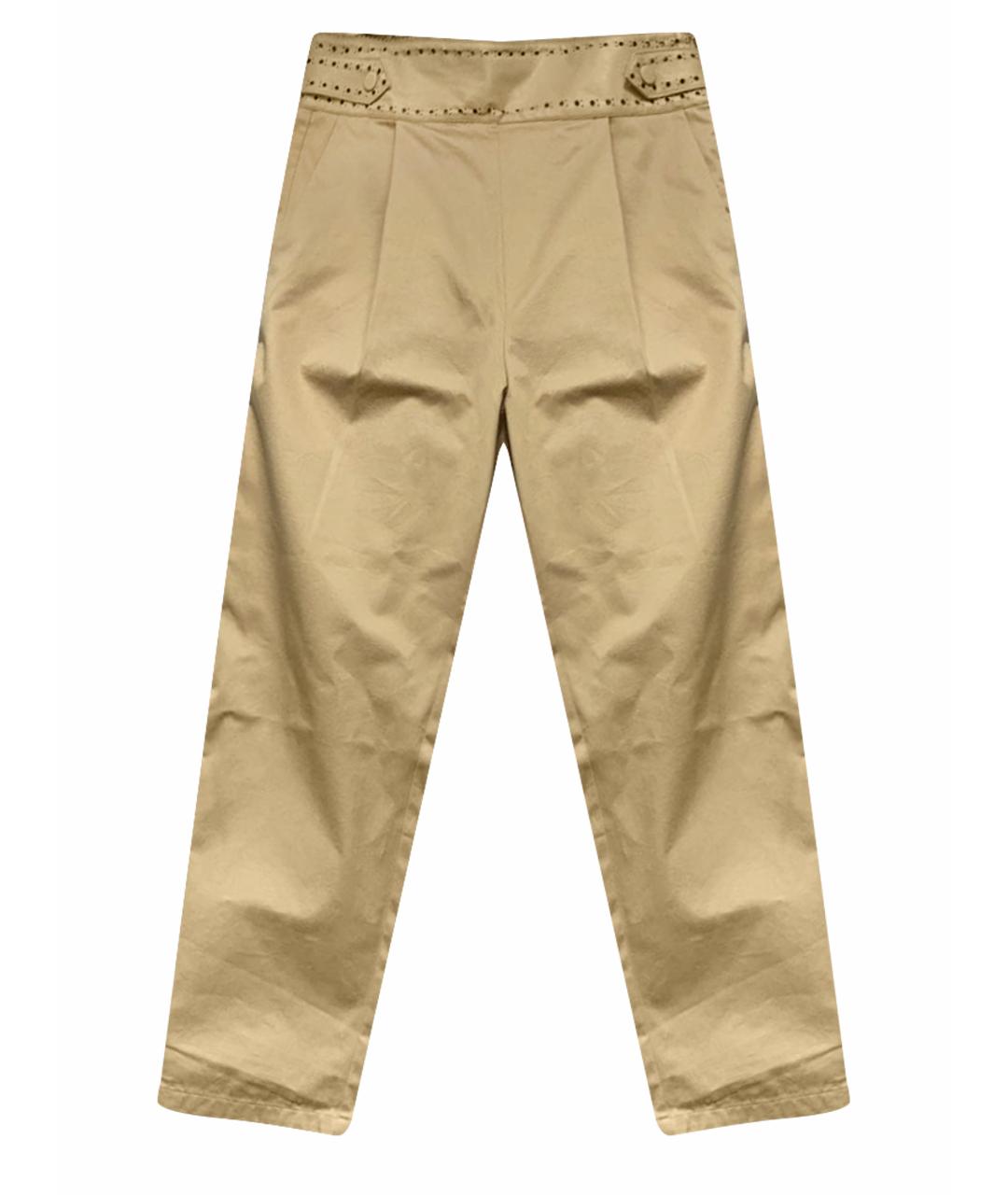 TWIN-SET Бежевые хлопковые прямые брюки, фото 1