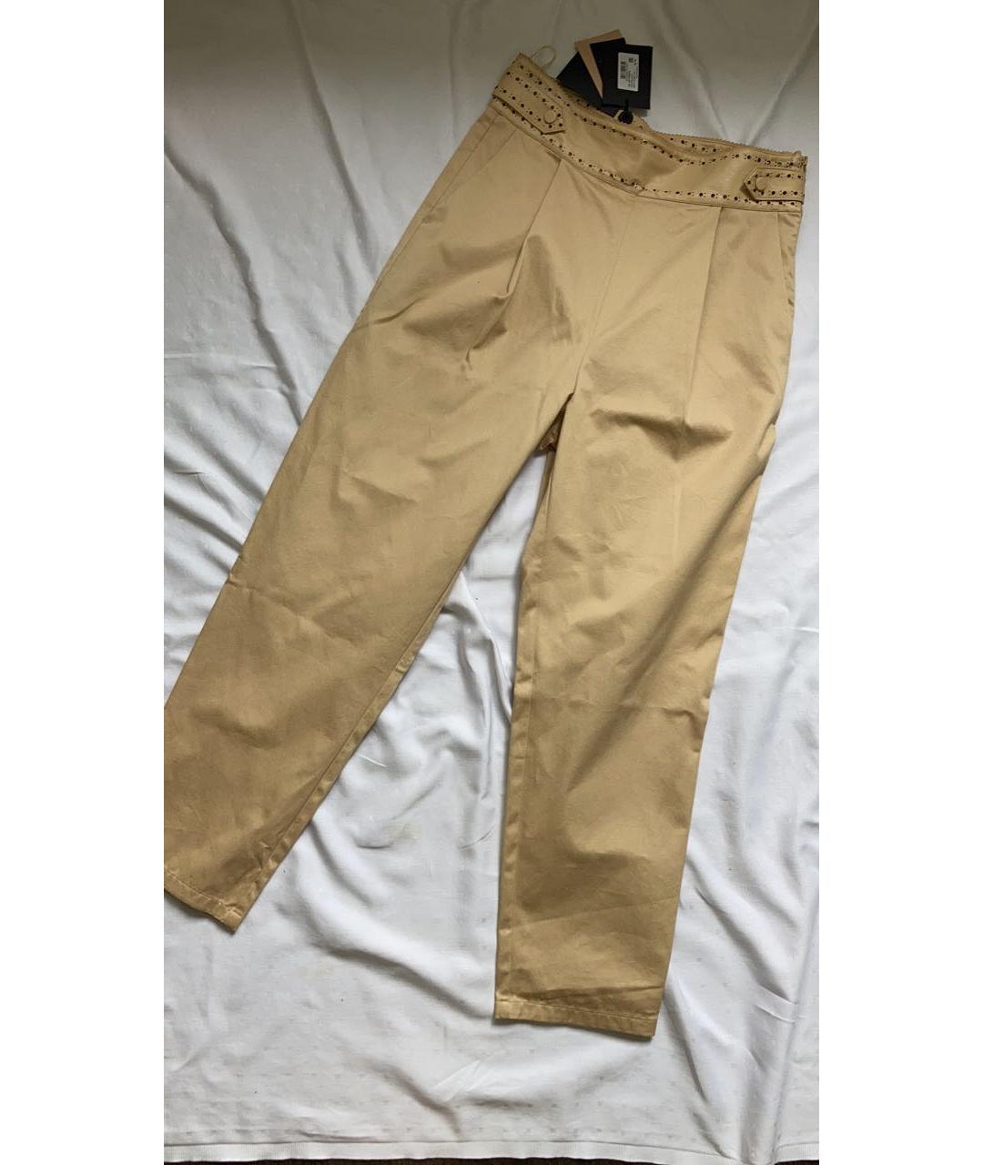 TWIN-SET Бежевые хлопковые прямые брюки, фото 3
