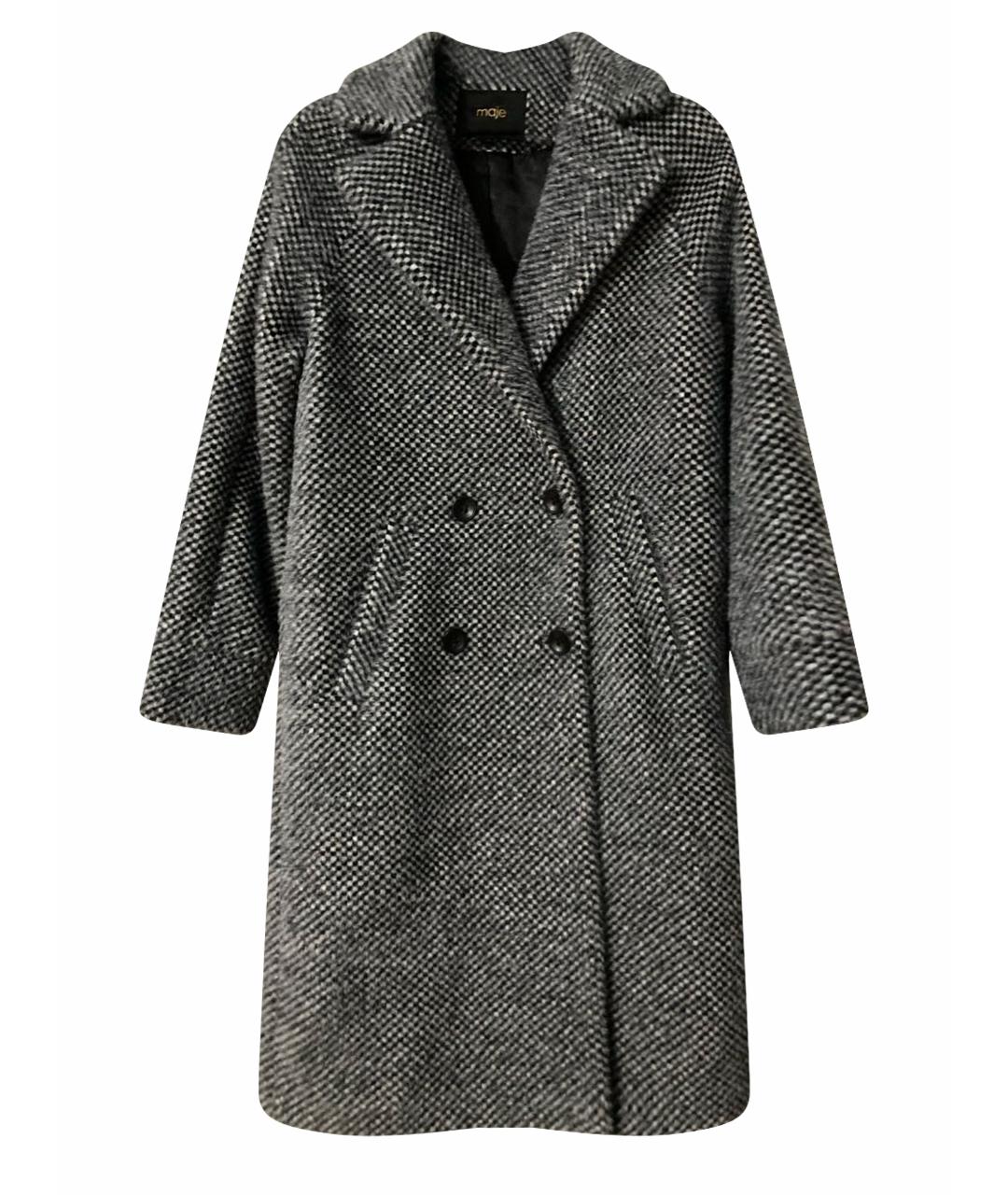 MAJE Черное полиамидовое пальто, фото 1