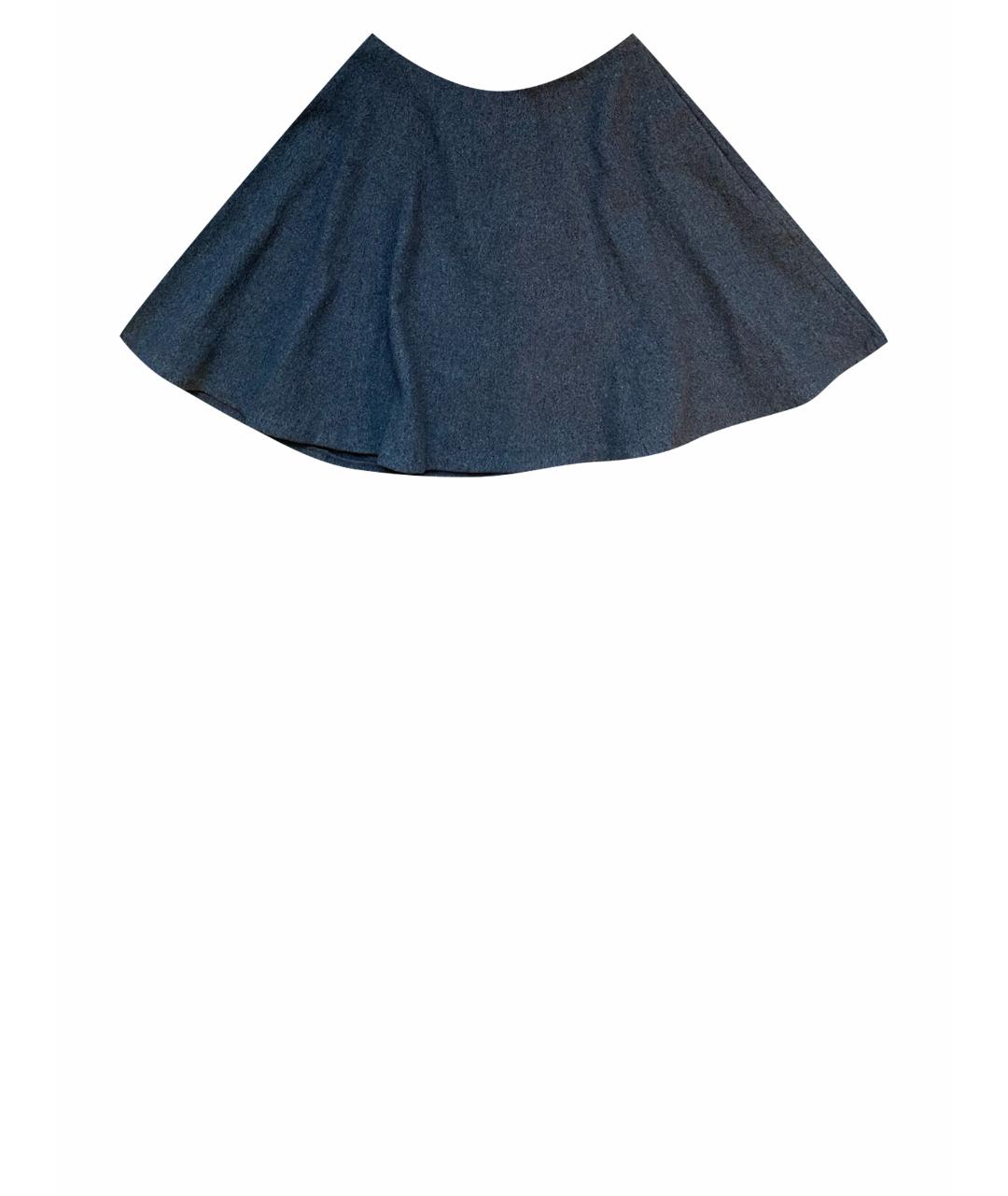 THEORY Антрацитовая шерстяная юбка мини, фото 1