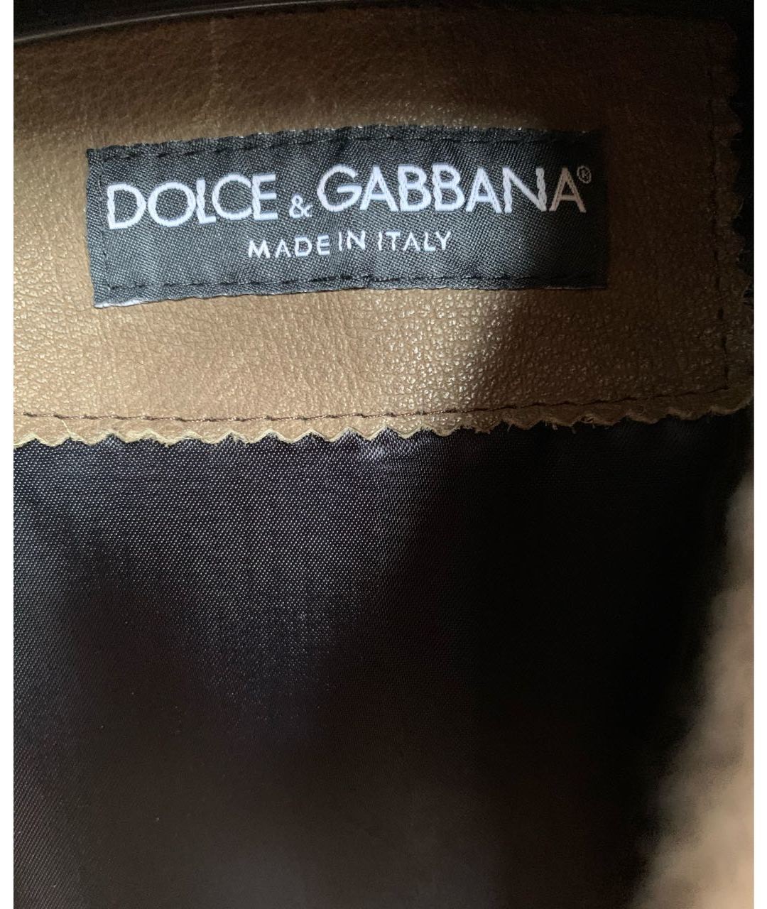 DOLCE&GABBANA Хаки кожаная куртка, фото 6