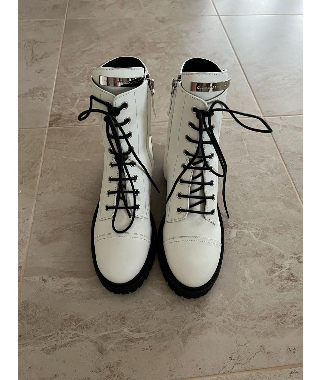 GIUSEPPE ZANOTTI DESIGN Белые кожаные ботинки, фото 3