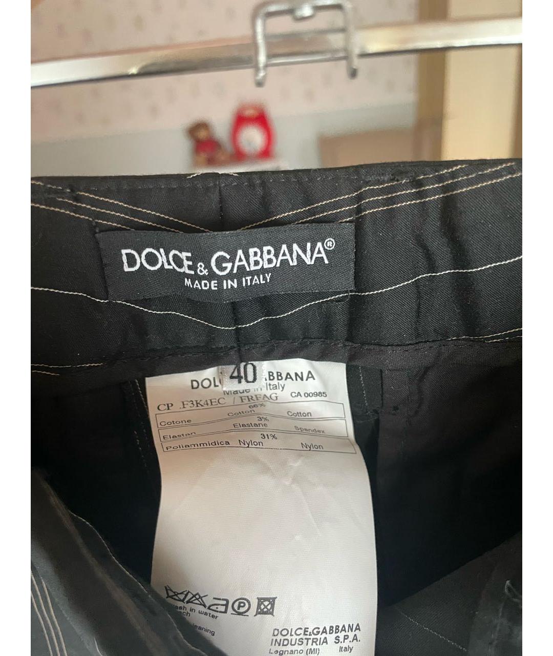 DOLCE&GABBANA Черные хлопковые прямые брюки, фото 3