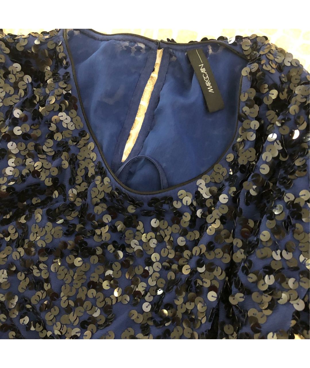 MARC CAIN Темно-синее полиэстеровое коктейльное платье, фото 3
