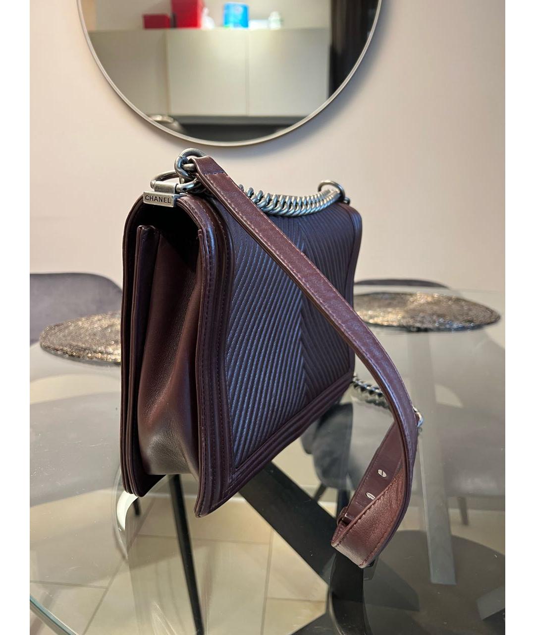 CHANEL PRE-OWNED Бордовая кожаная сумка через плечо, фото 3
