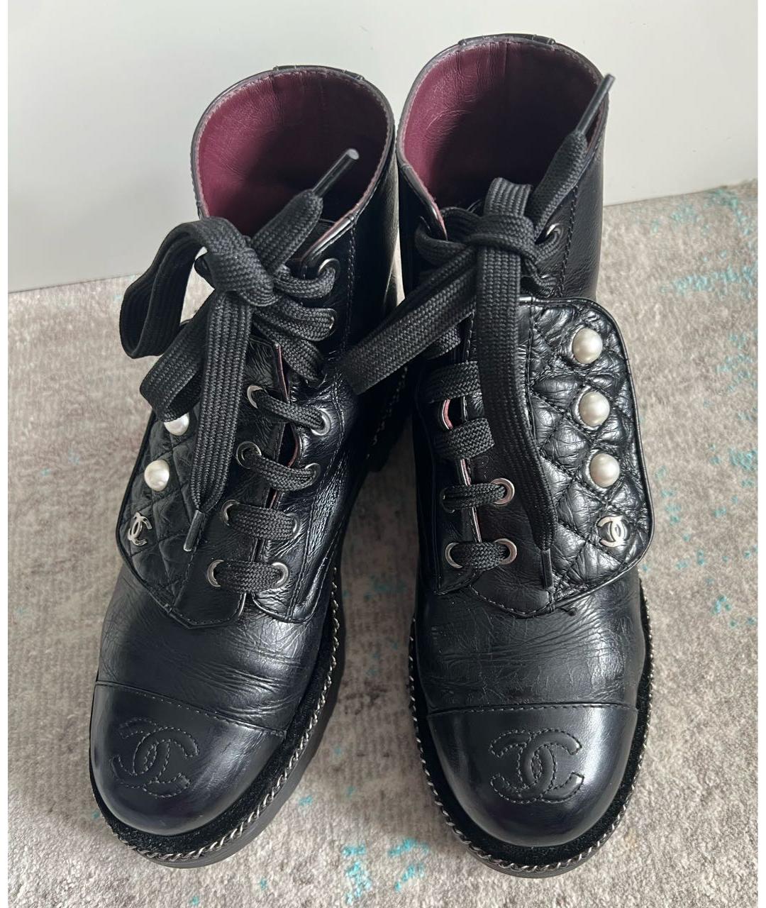 CHANEL Черные кожаные ботинки, фото 3