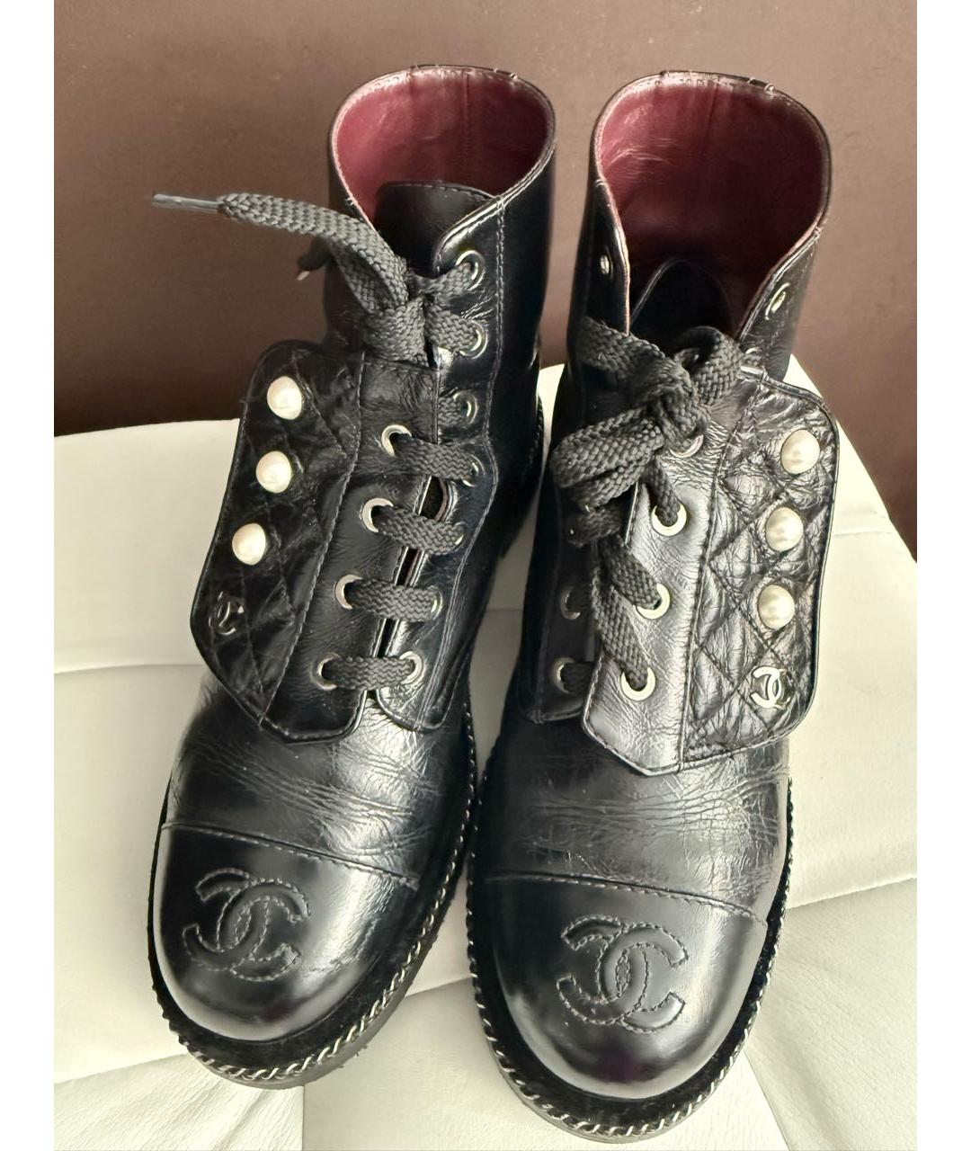 CHANEL Черные кожаные ботинки, фото 7