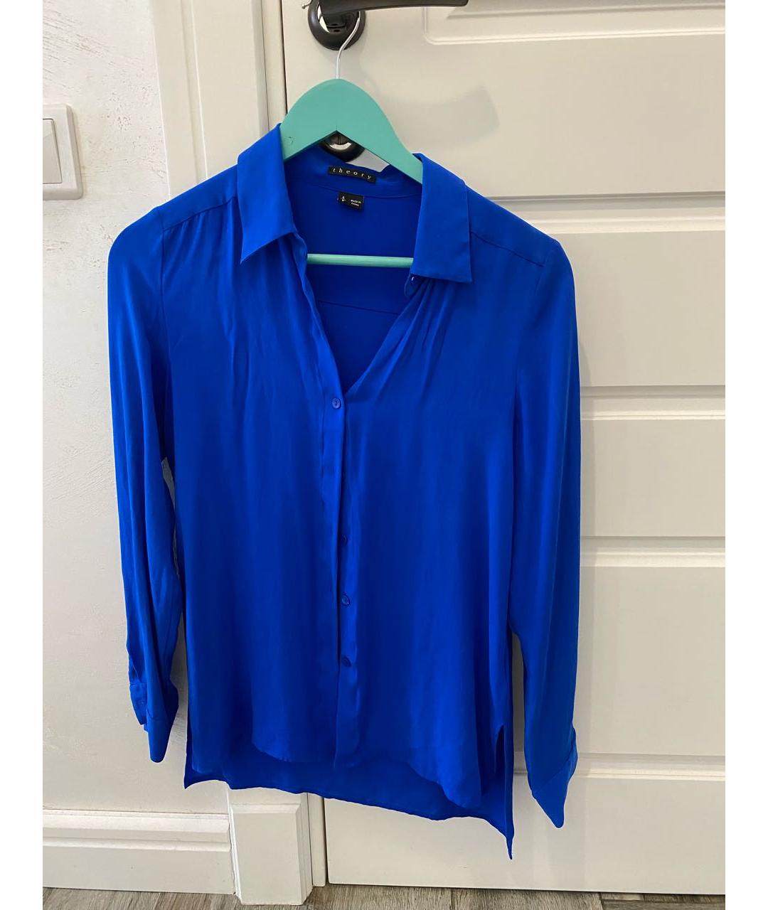 THEORY Синяя шелковая блузы, фото 4